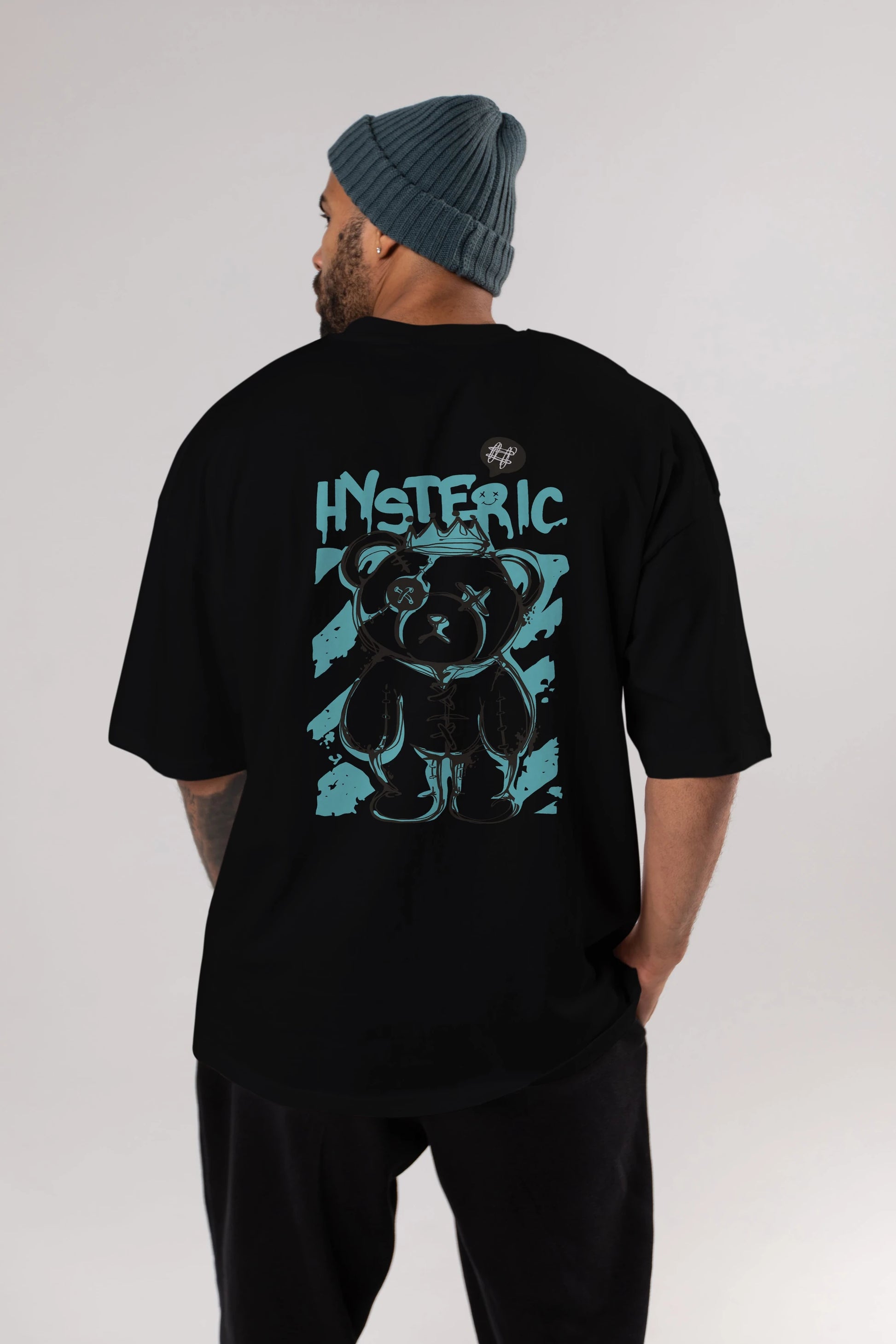 Hysteric Bear Arka Baskılı Oversize t-shirt Erkek Kadın Unisex