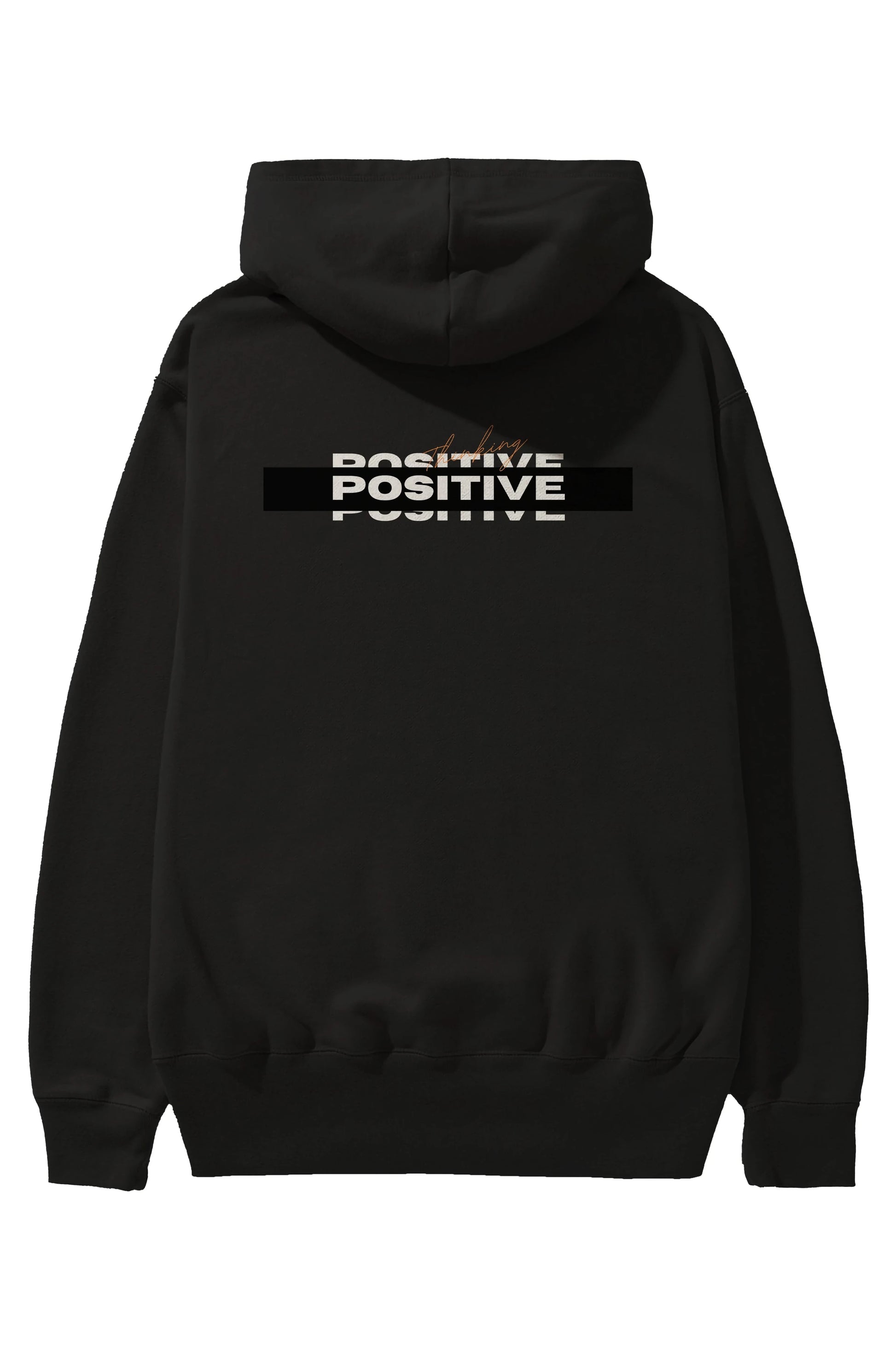 Positive Thinking Arka Baskılı Oversize Hoodie Kapüşonlu Sweatshirt Erkek Kadın Unisex
