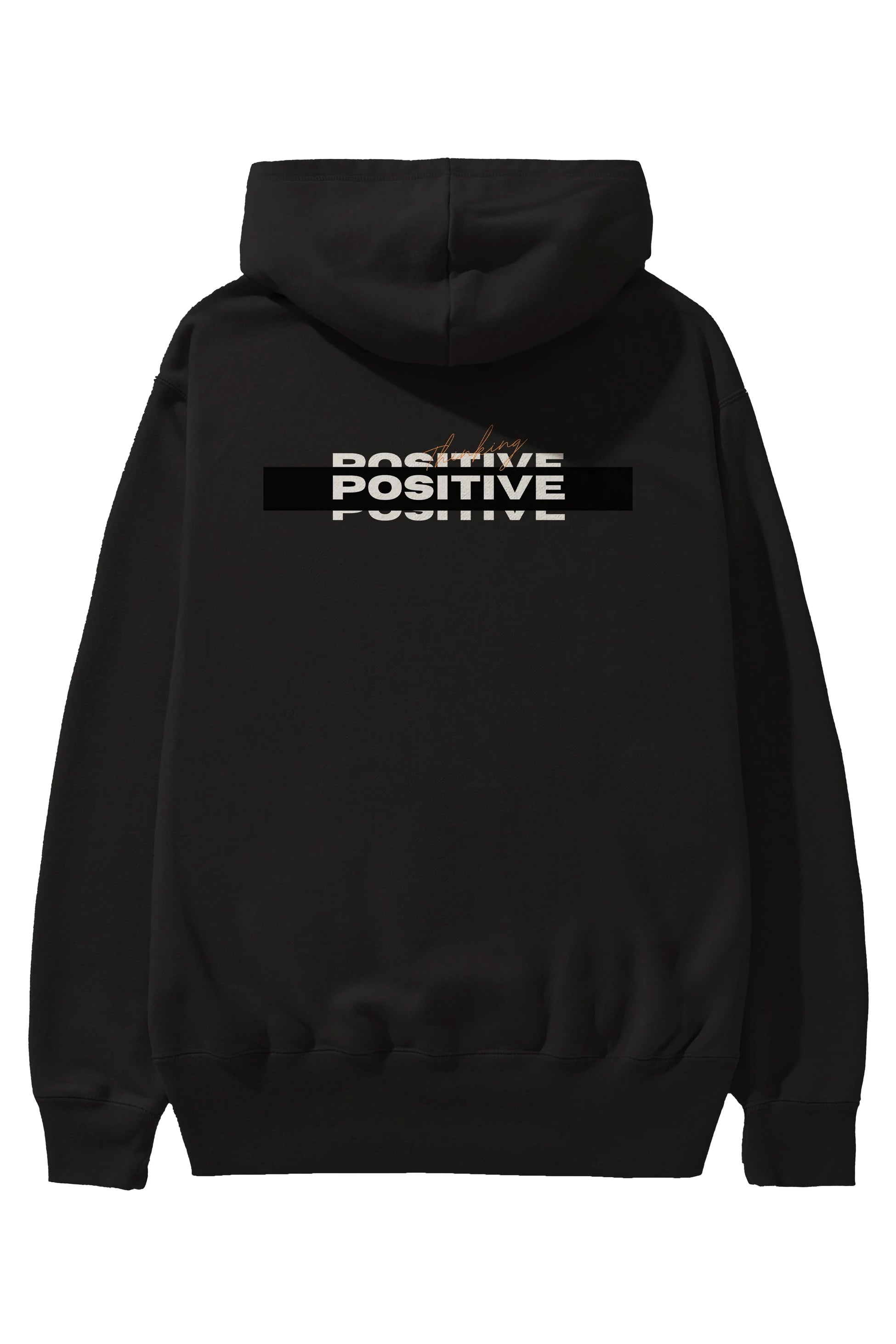 Positive Thinking Arka Baskılı Oversize Hoodie Kapüşonlu Sweatshirt Erkek Kadın Unisex