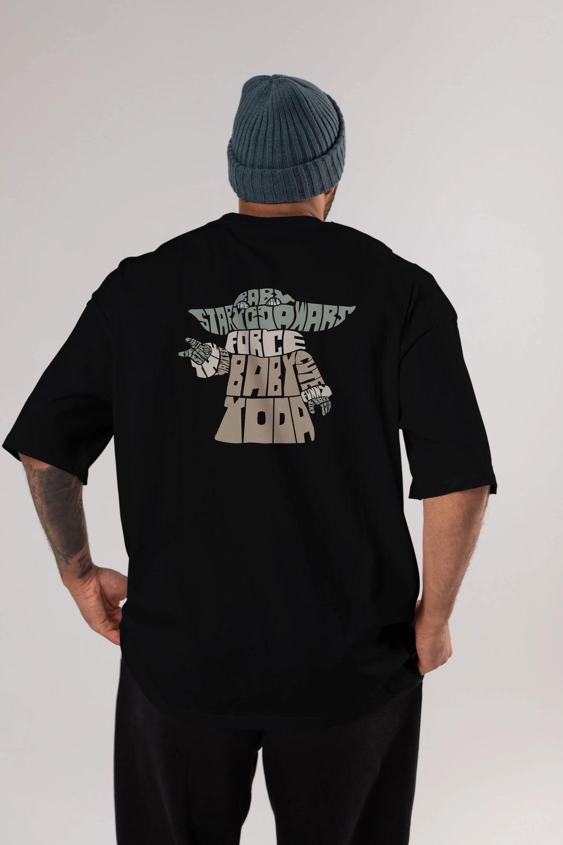 Baby Yoda Arka Baskılı Oversize t-shirt %100 pamuk Erkek Kadın Unisex
