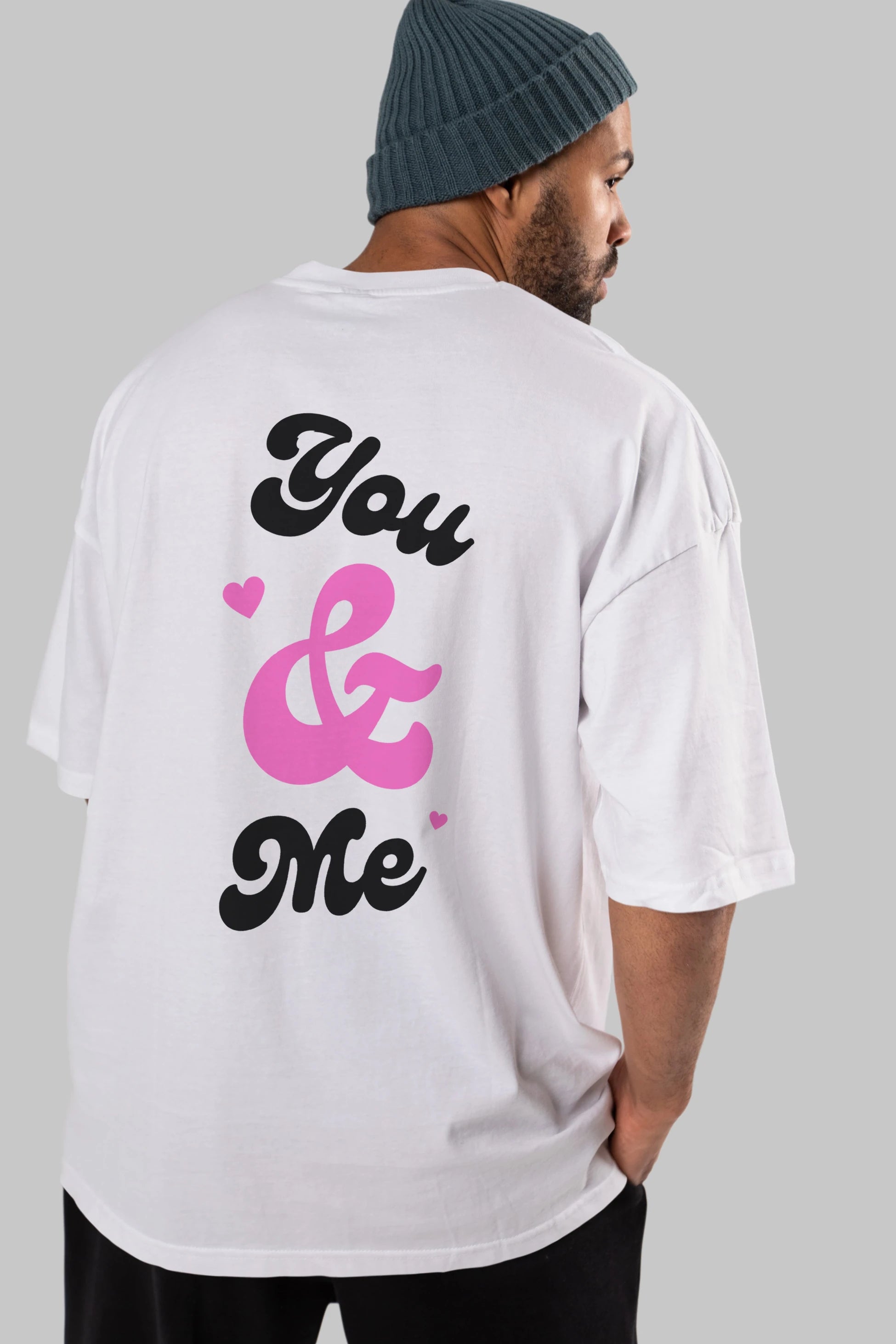 You and Me Yazılı Arka Baskılı Oversize t-shirt Erkek Kadın Unisex
