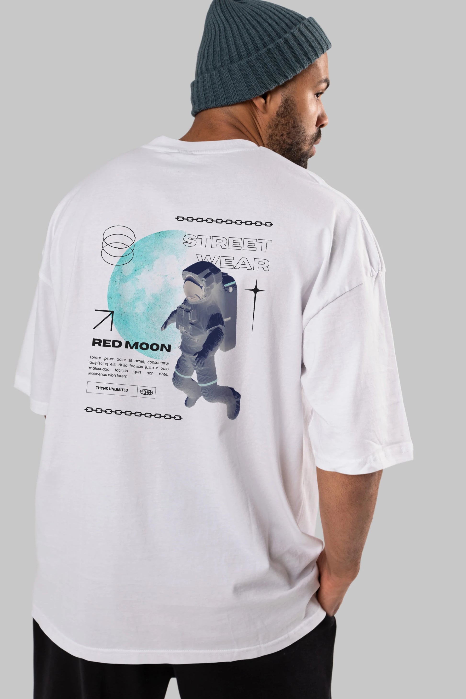 Red Moon Streetwear Arka Baskılı Oversize t-shirt Erkek Kadın Unisex