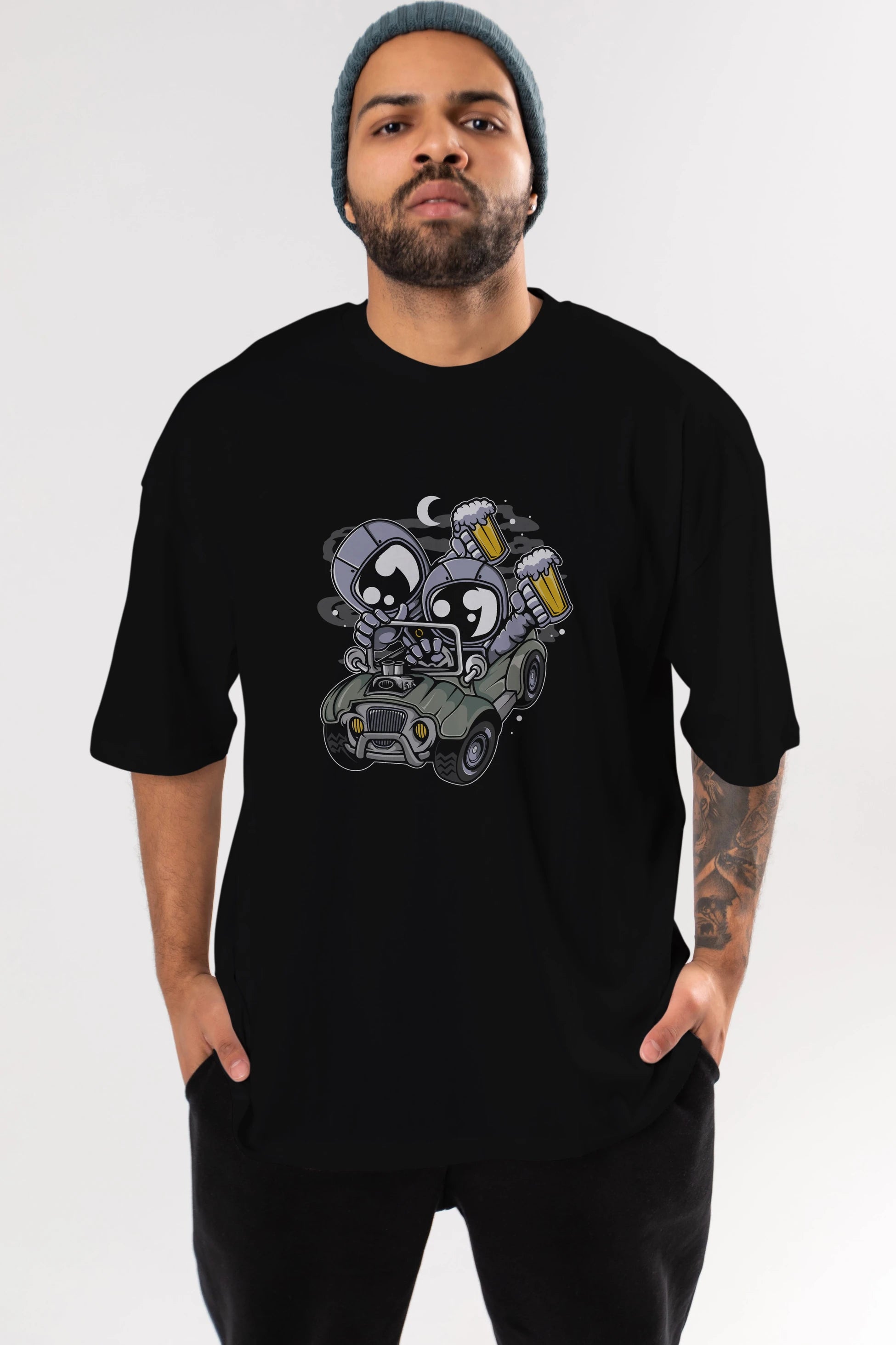Astronaut Offroad Ön Baskılı Oversize t-shirt Erkek Kadın Unisex