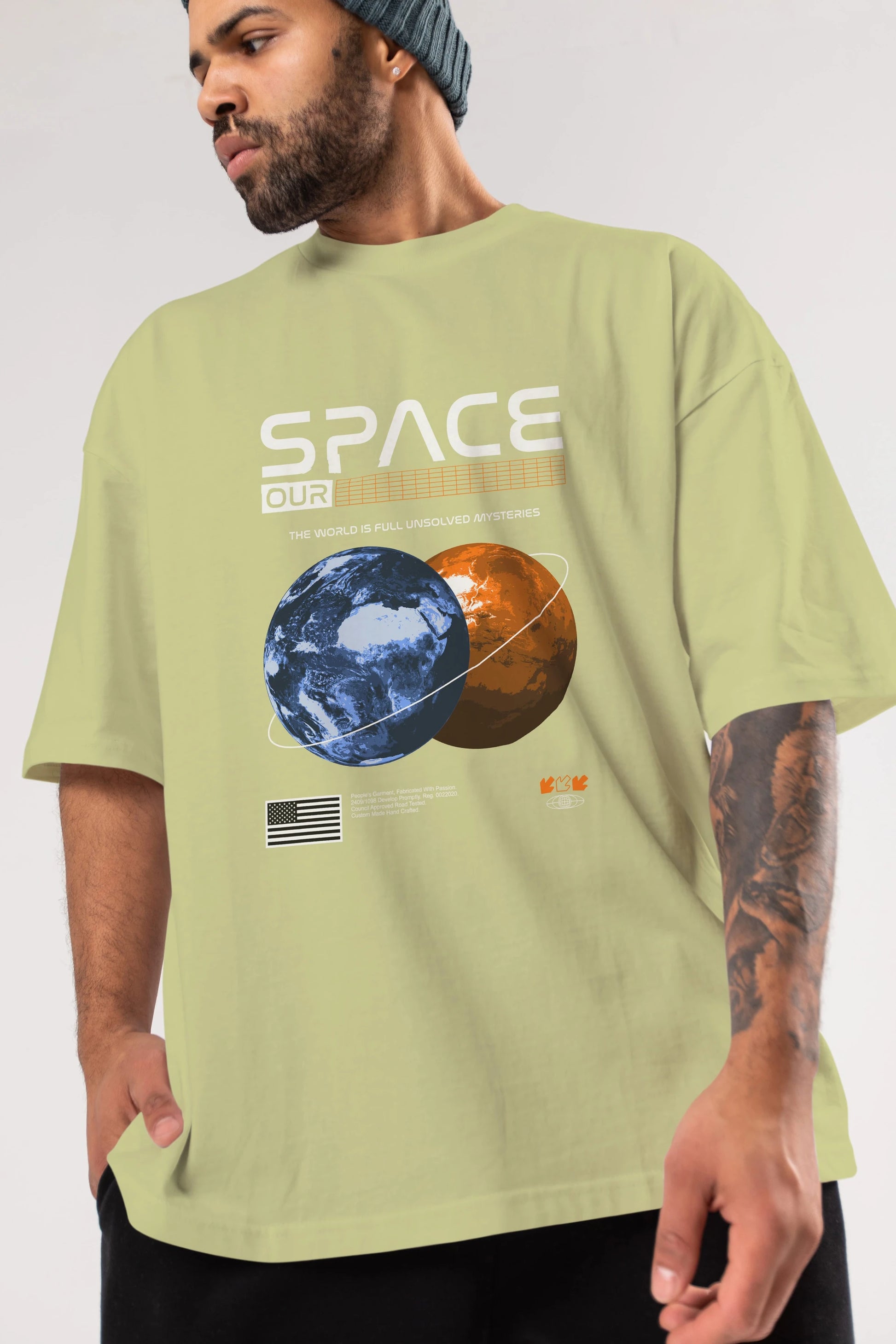 Space Our Ön Baskılı Oversize t-shirt Erkek Kadın Unisex