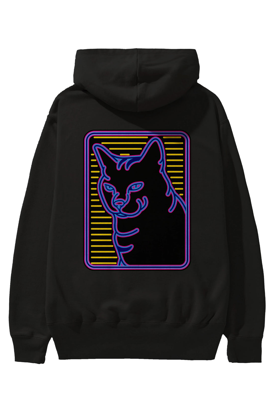 Neon Cat Arka Baskılı Hoodie Oversize Kapüşonlu Sweatshirt Erkek Kadın Unisex