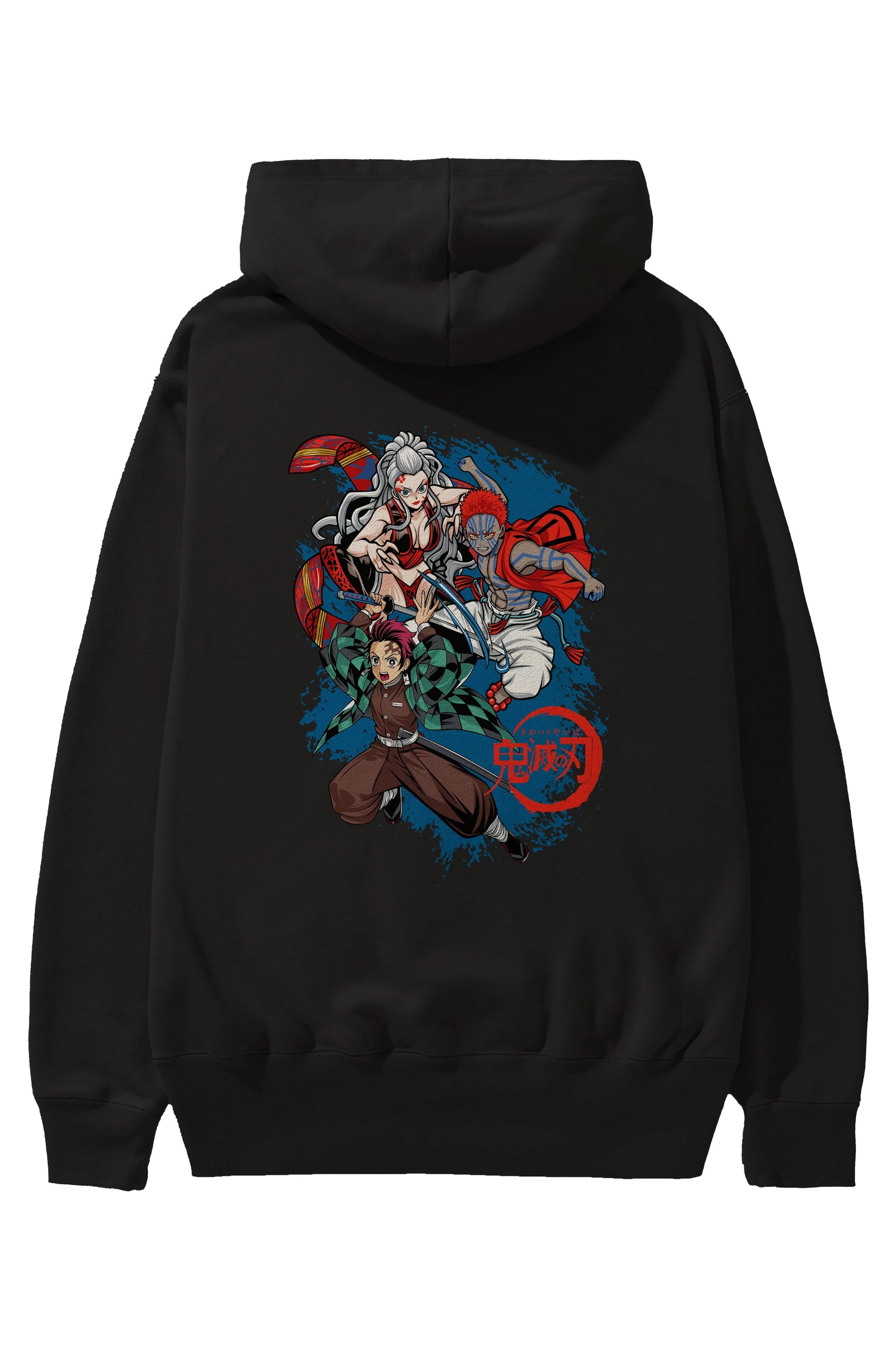TANJIRO ,AKAZA,DAKI Anime Arka Baskılı Hoodie Oversize Kapüşonlu Sweatshirt Erkek Kadın Unisex