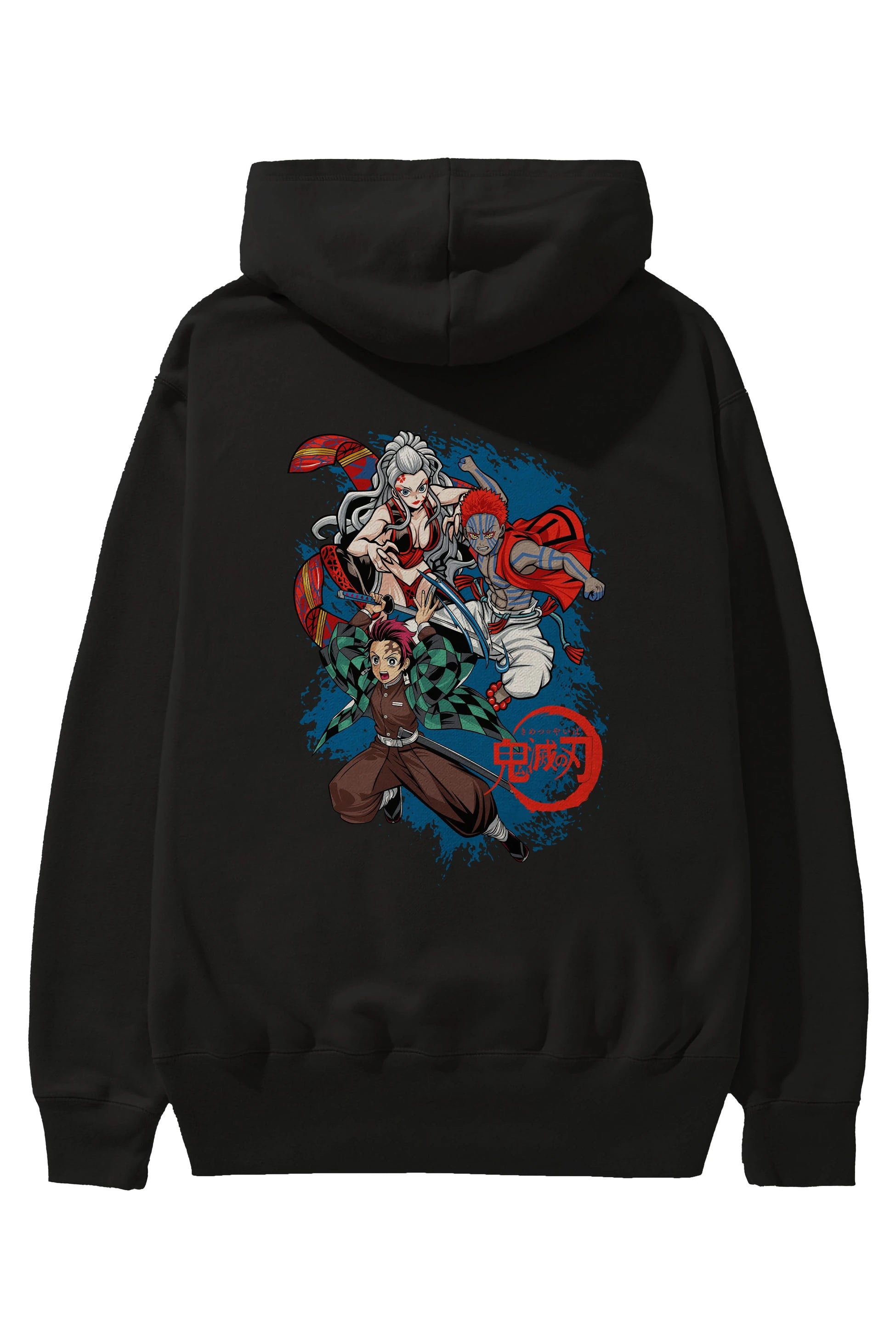 TANJIRO ,AKAZA,DAKI Anime Arka Baskılı Hoodie Oversize Kapüşonlu Sweatshirt Erkek Kadın Unisex