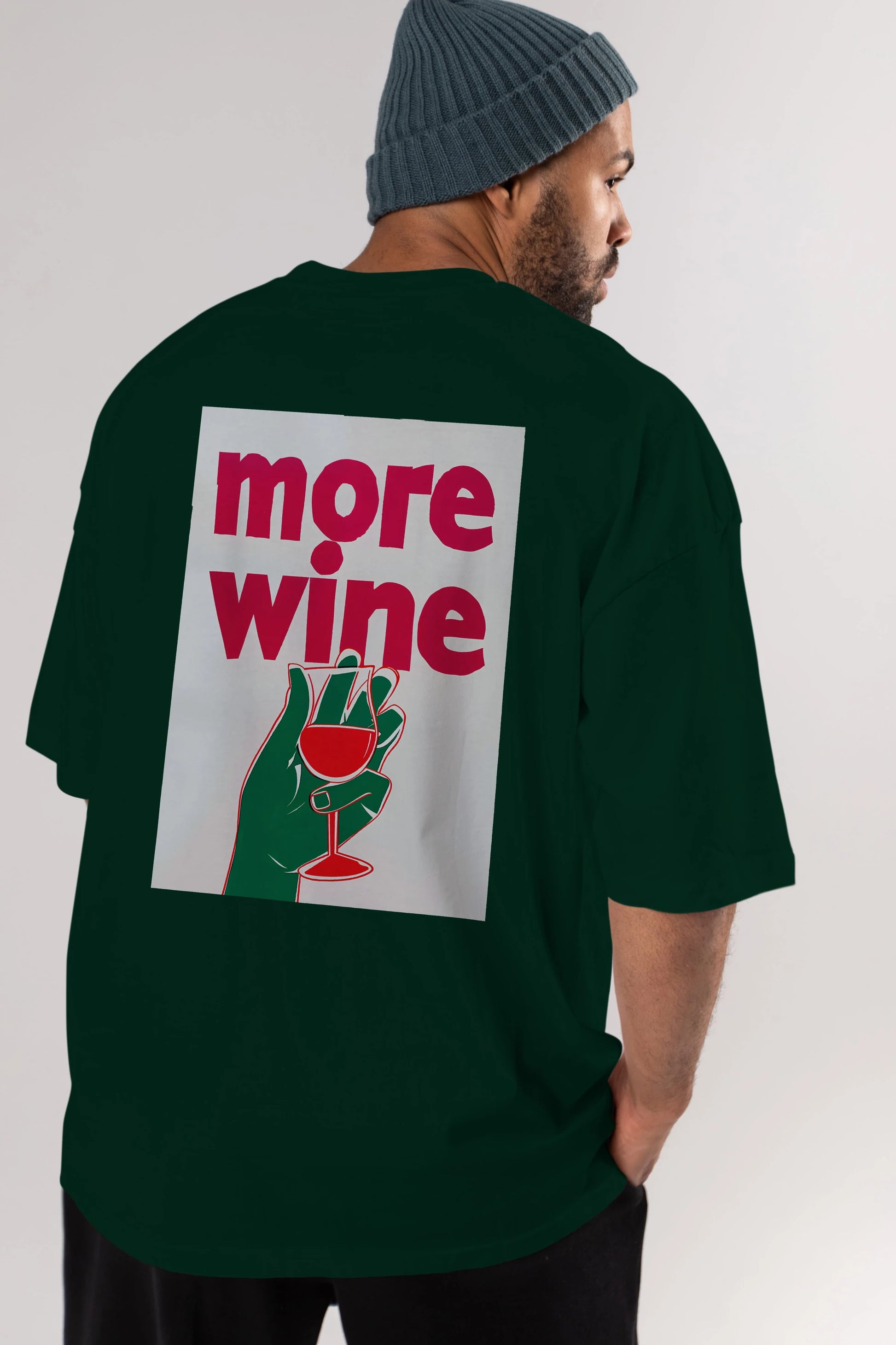 More Wine 3 Arka Baskılı Oversize t-shirt Erkek Kadın Unisex %100 Pamuk Bisiklet Yaka tişort
