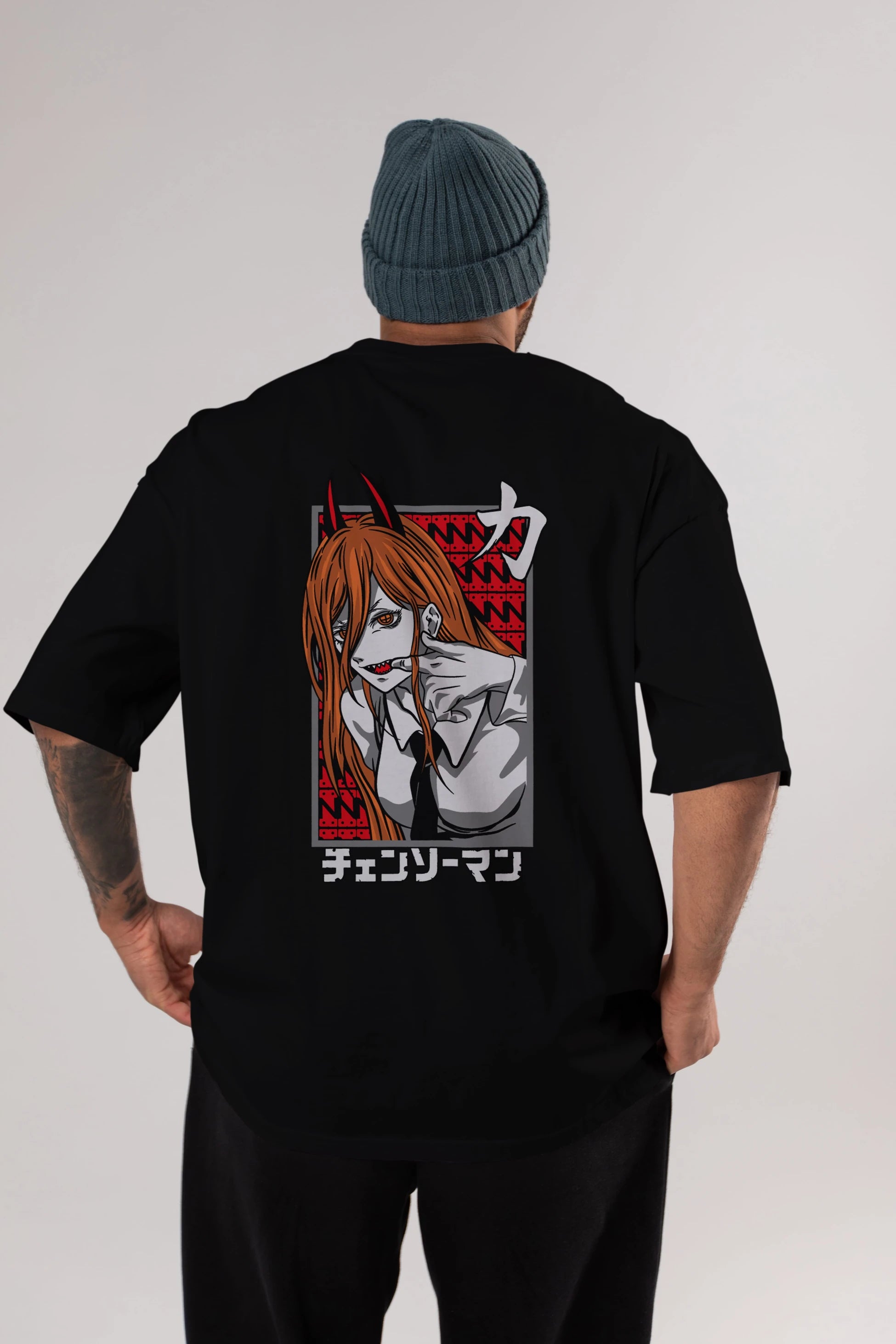 CHAINSAWMAN POWER Anime Arka Baskılı Oversize t-shirt Erkek Kadın Unisex