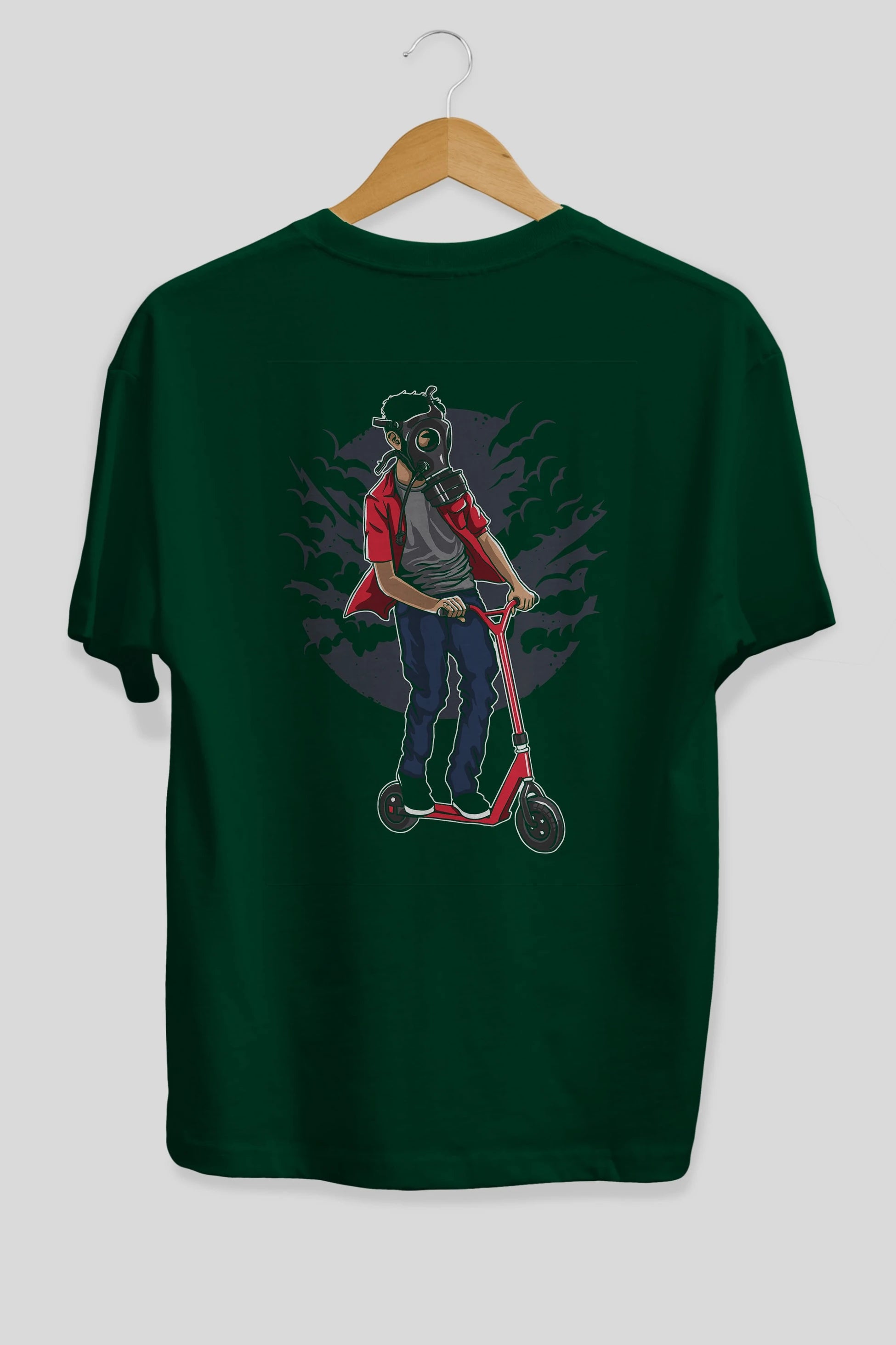 Gasmask Rider Arka Baskılı Oversize t-shirt Erkek Kadın Unisex %100 Pamuk