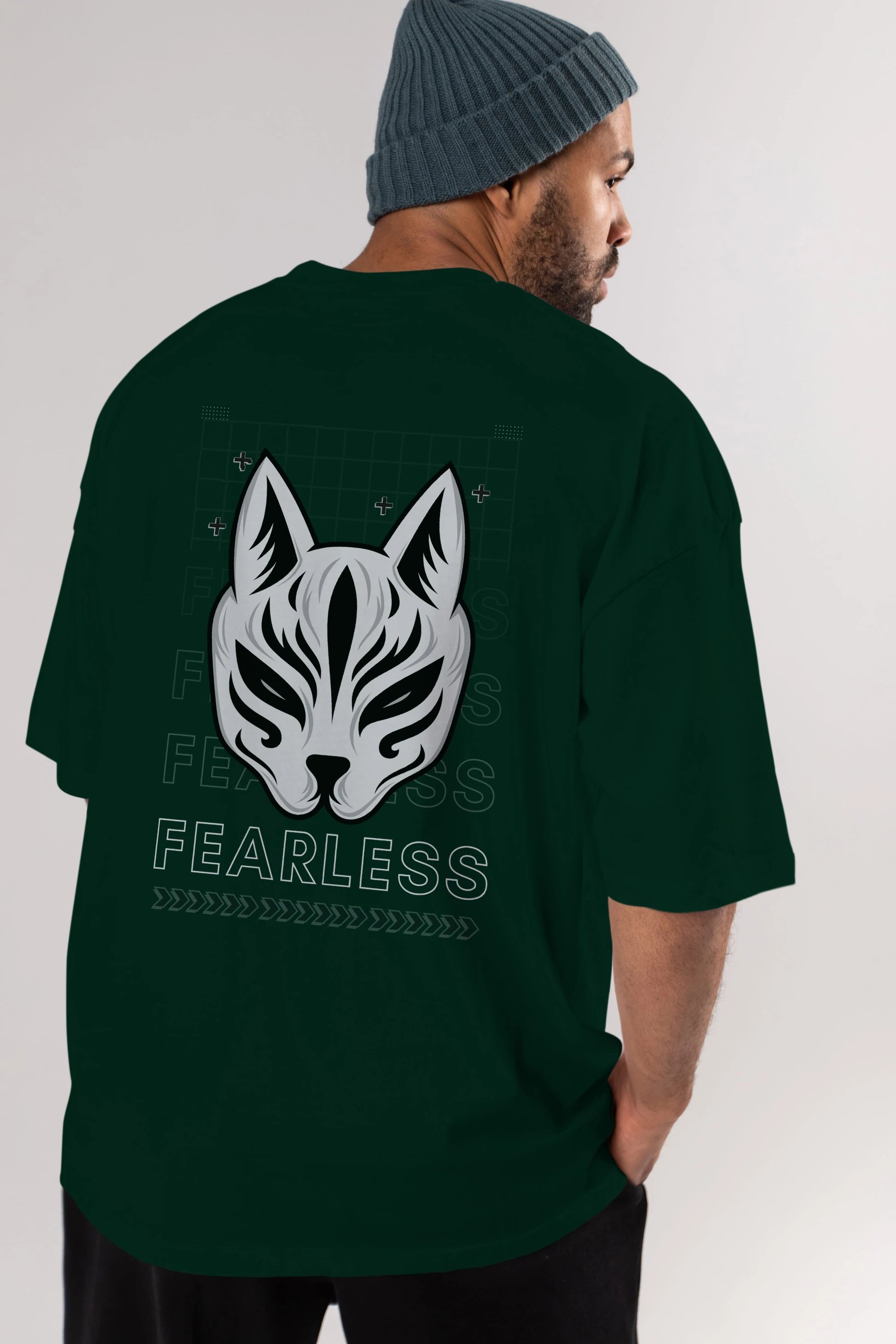 Fearless Yazılı Arka Baskılı Oversize t-shirt Erkek Kadın Unisex