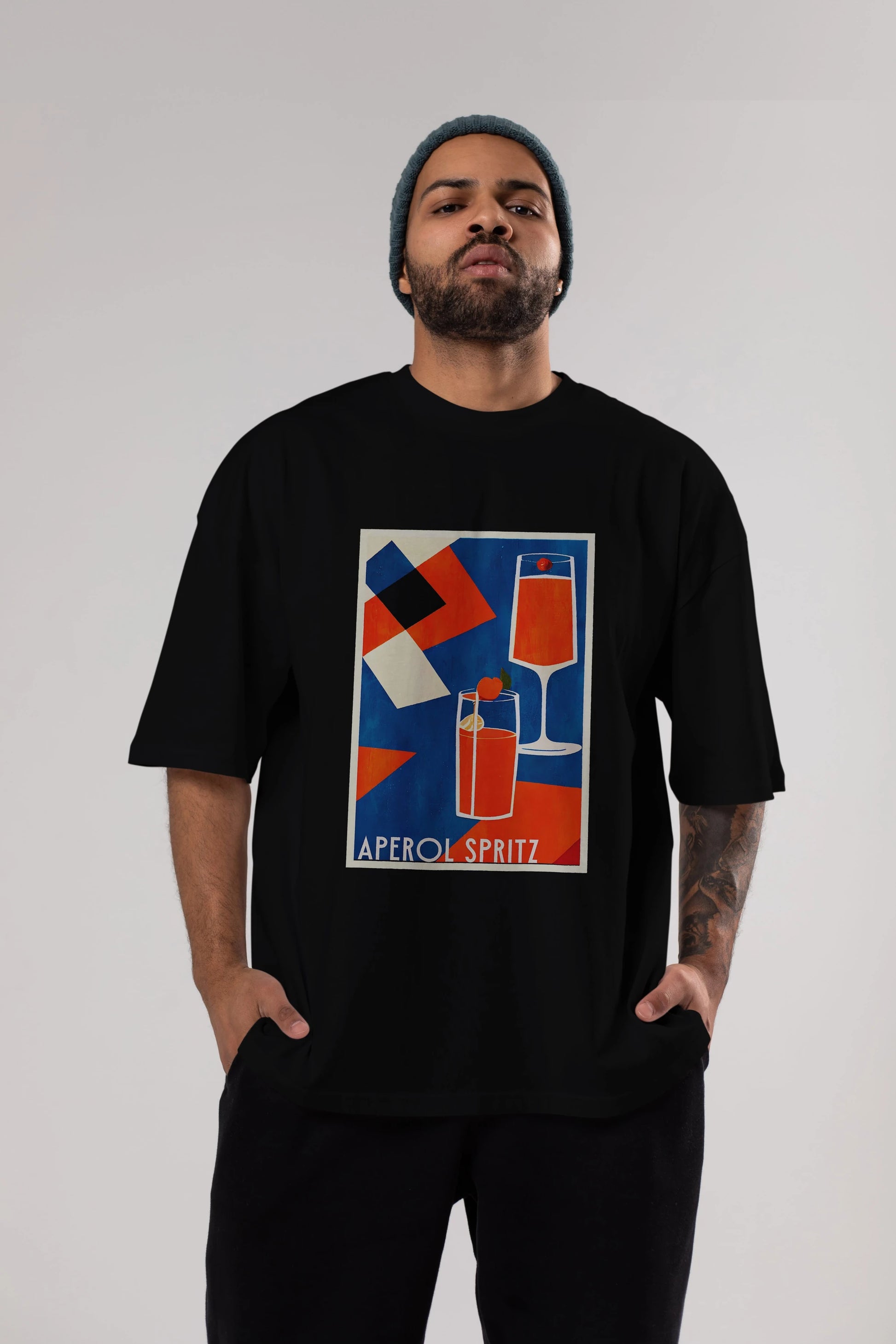 Aperol Spritz 4 Ön Baskılı Oversize t-shirt Erkek Kadın Unisex %100 Pamuk Bisiklet Yaka tişort