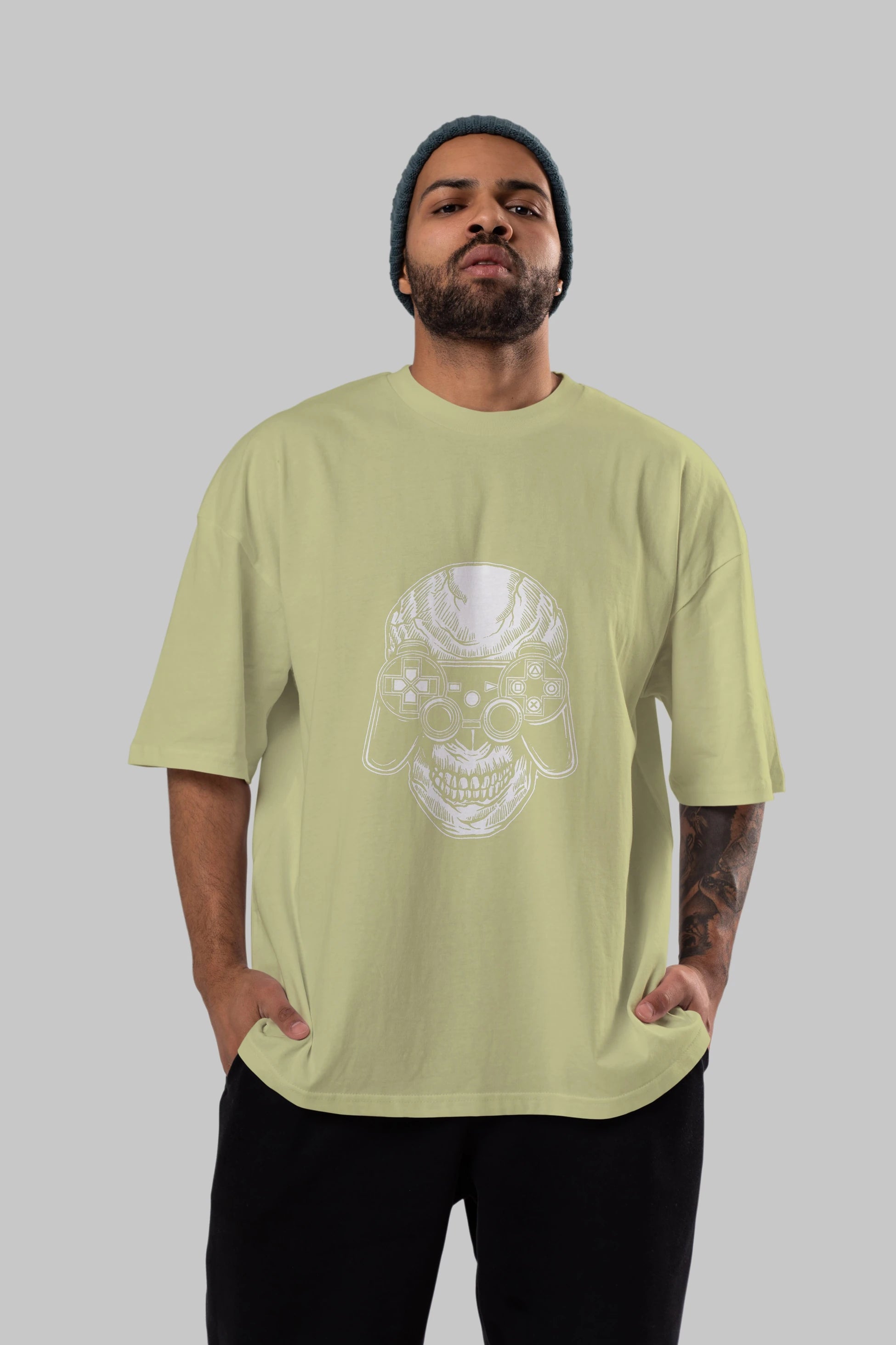 Skull Gamers Ön Baskılı Oversize t-shirt Erkek Kadın Unisex %100 Pamuk tişort