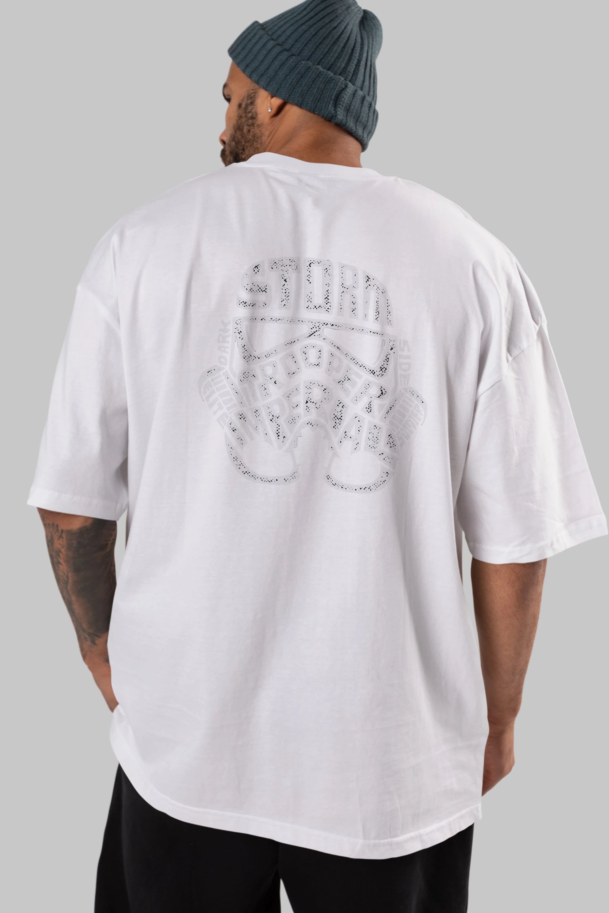 Storm Trooper Arka Baskılı Oversize t-shirt %100 pamuk Erkek Kadın Unisex