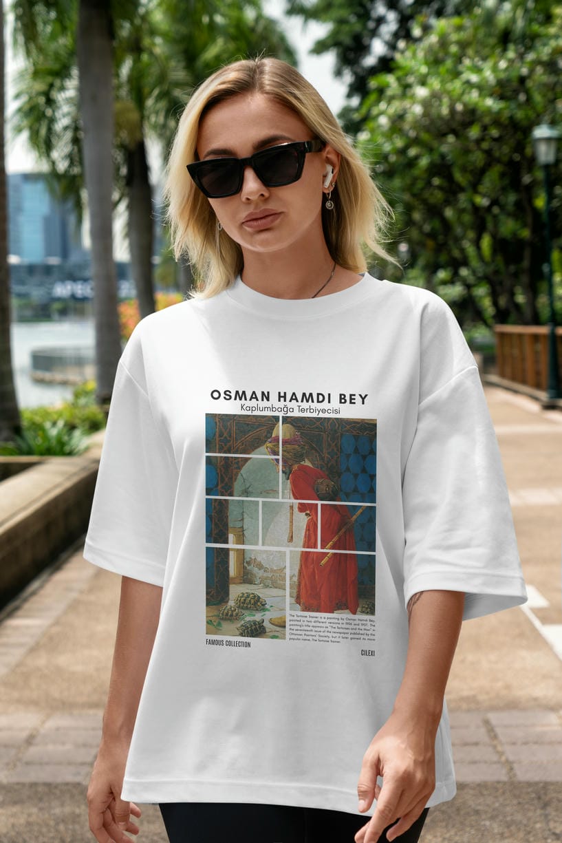 Osman Hamdi Bey ön Baskılı Oversize t-shirt Erkek Kadın Bisiklet Yaka Pamuk tişort