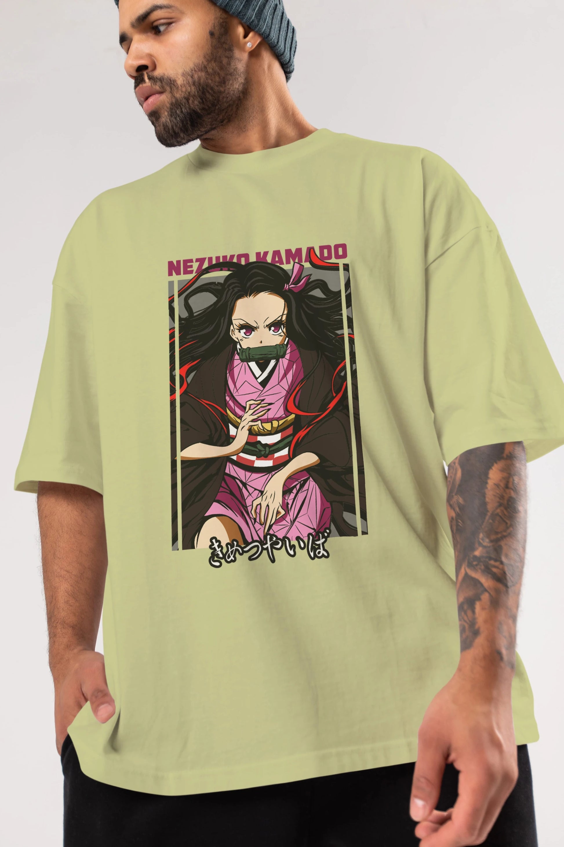 Nezuko Kamado 1 Anime Ön Baskılı Oversize t-shirt %100 pamuk Erkek Kadın Unisex