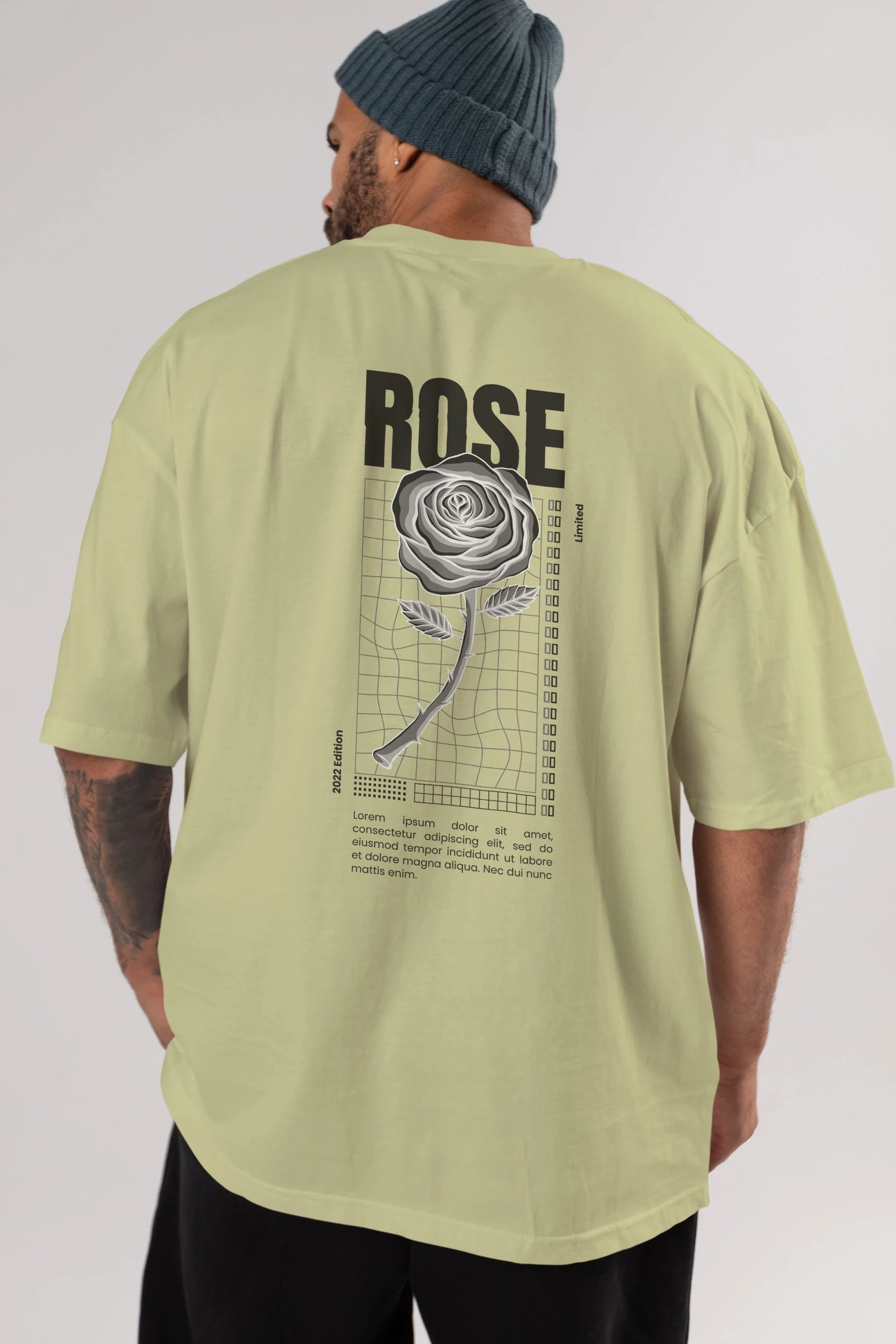 Rose Streetwear Arka Baskılı Oversize t-shirt Erkek Kadın Unisex