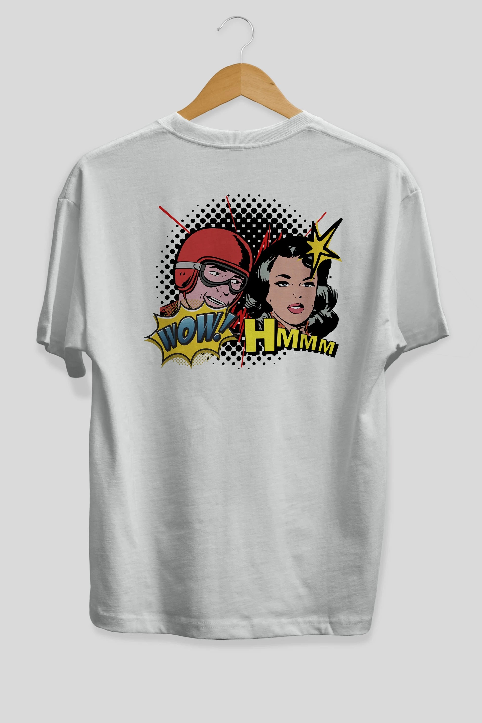 Comic Wow Yazılı Arka Baskılı Oversize t-shirt Erkek Kadın Unisex