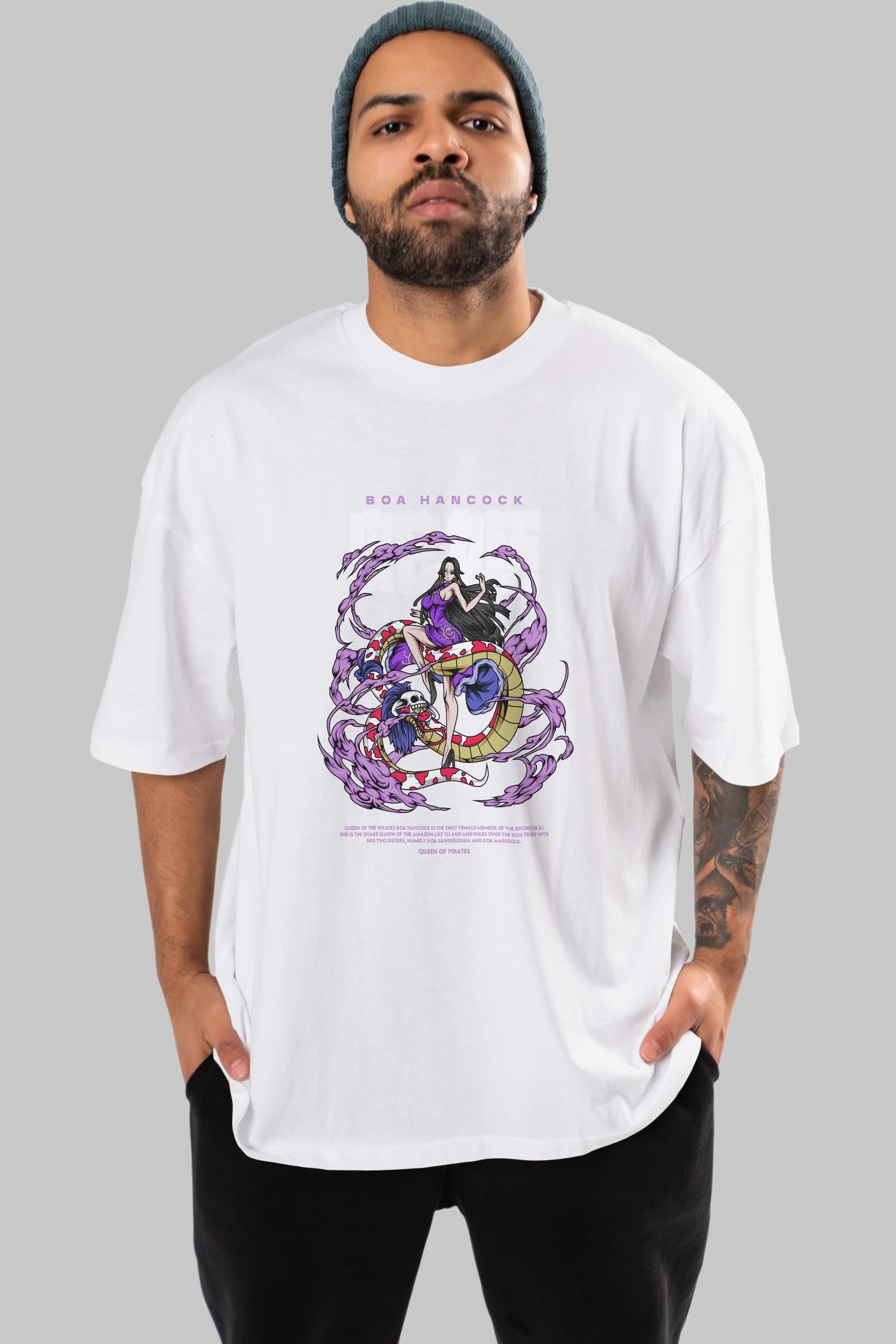 Boa Hancock Anime Ön Baskılı Oversize t-shirt %100 pamuk Erkek Kadın Unisex