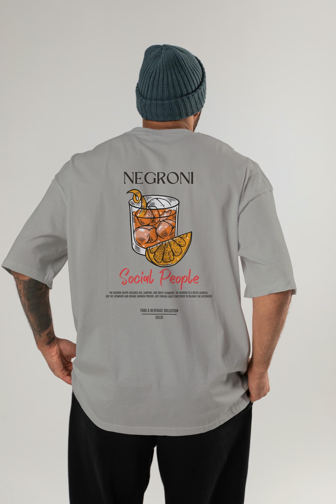 Negroni Kokteyl Serisi Baskılı Oversize t-shirt Erkek Kadın Unisex %100 Pamuk Bisiklet Yaka tişort
