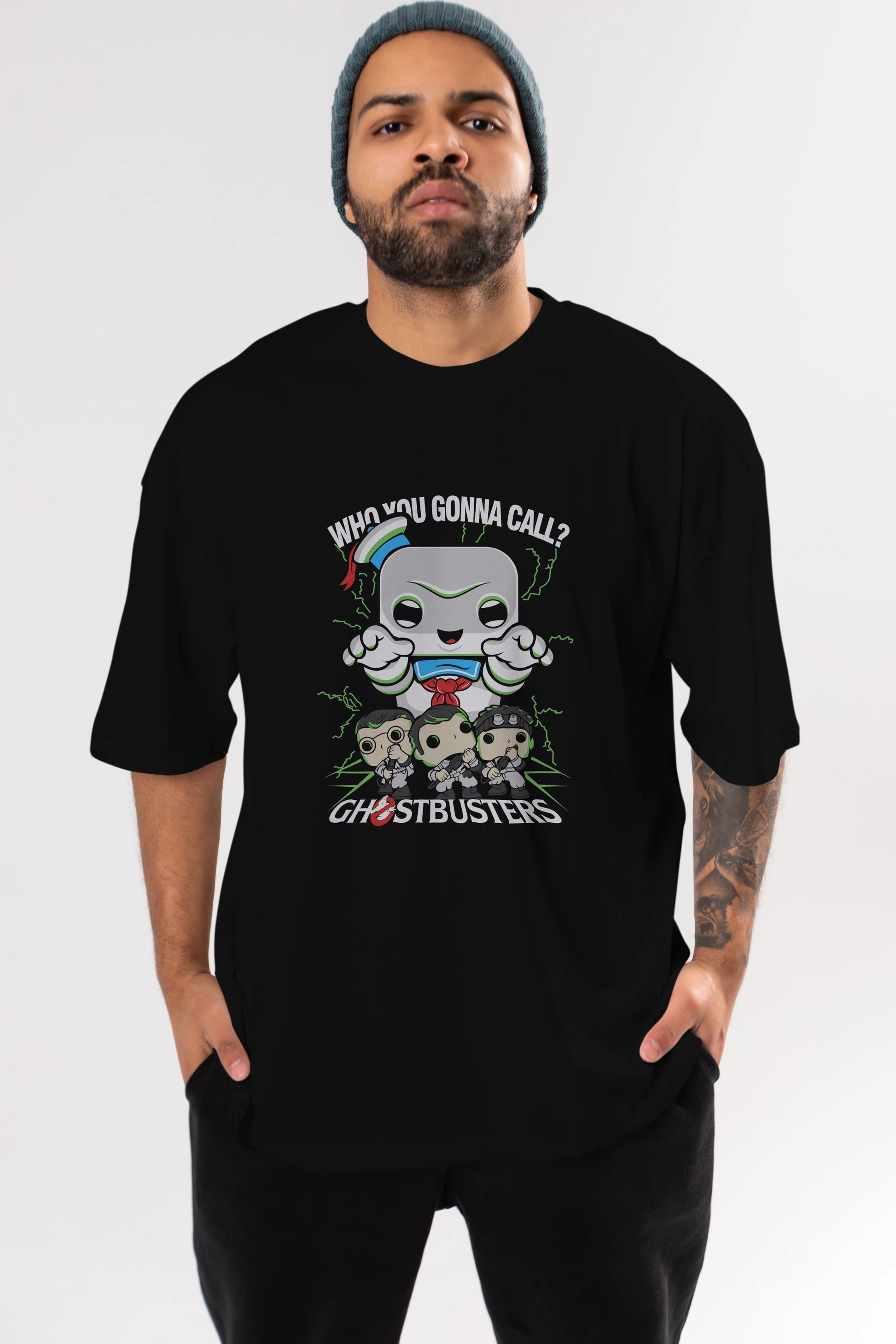 Ghostbusters Ön Baskılı Oversize t-shirt Erkek Kadın Unisex %100 Pamuk Bisiklet Yaka tişort