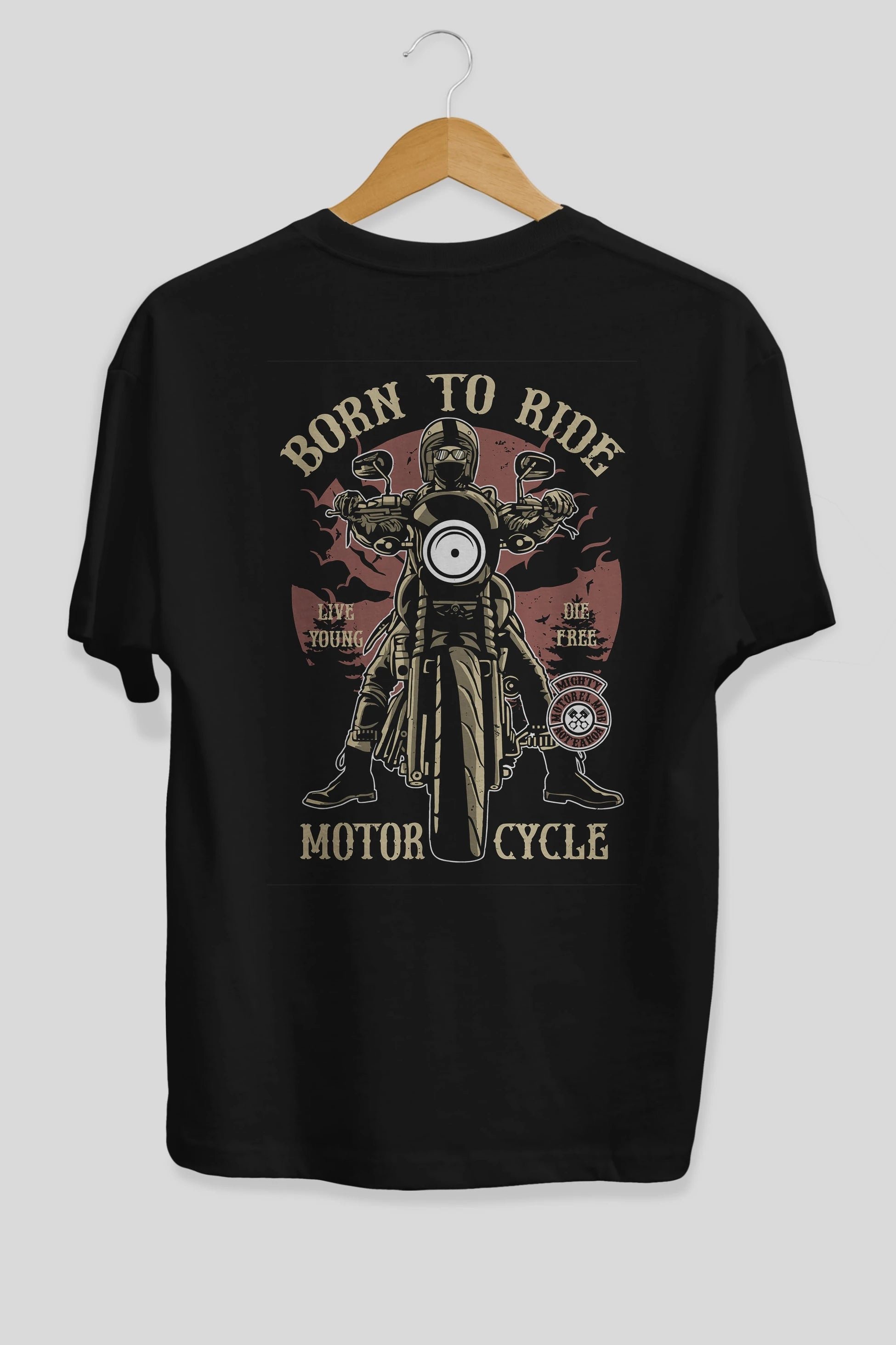 Born To Ride Arka Baskılı Oversize t-shirt Erkek Kadın Unisex %100 Pamuk