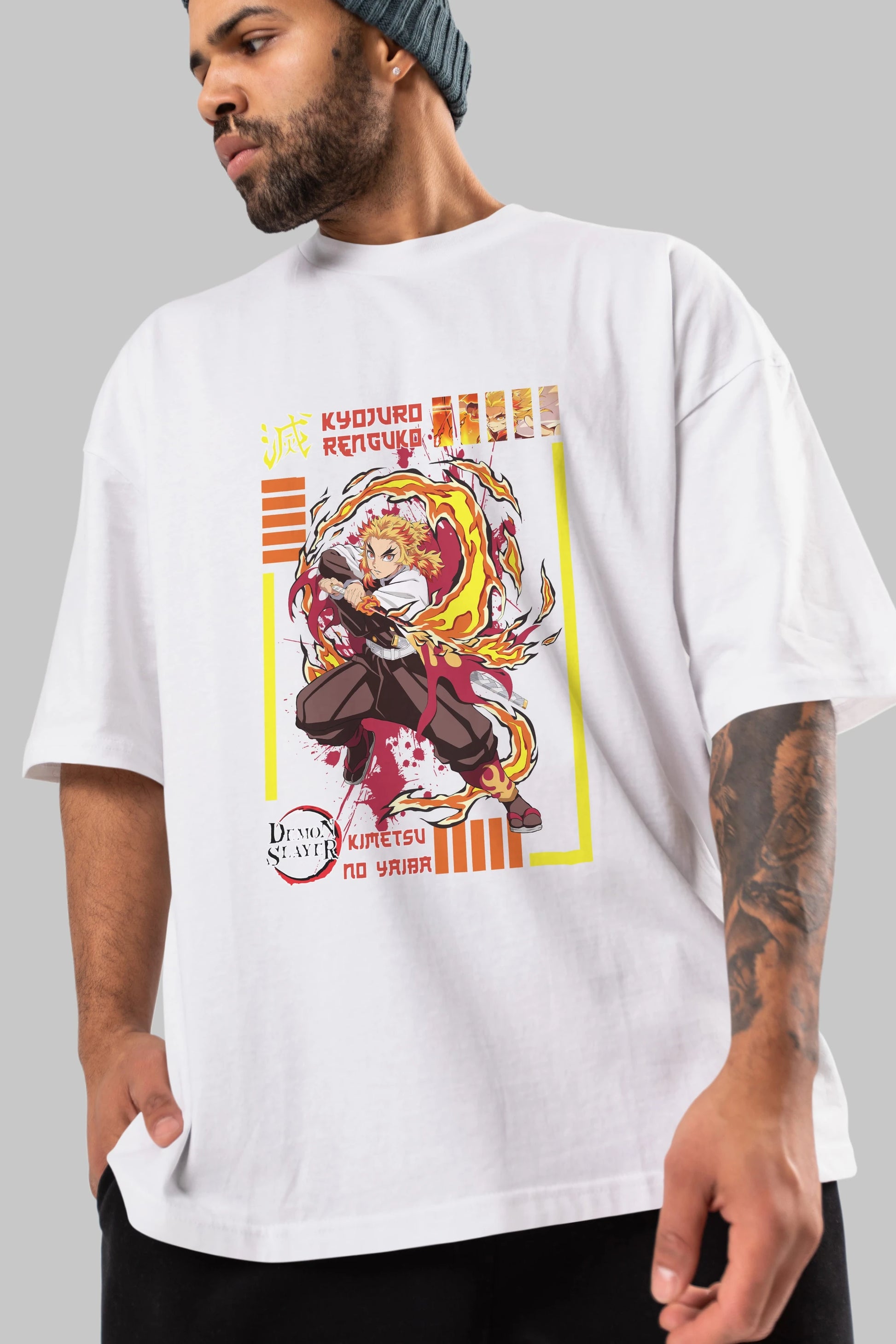 KYOJURO RENGOKU Anime Ön Baskılı Oversize t-shirt %100 pamuk Erkek Kadın Unisex