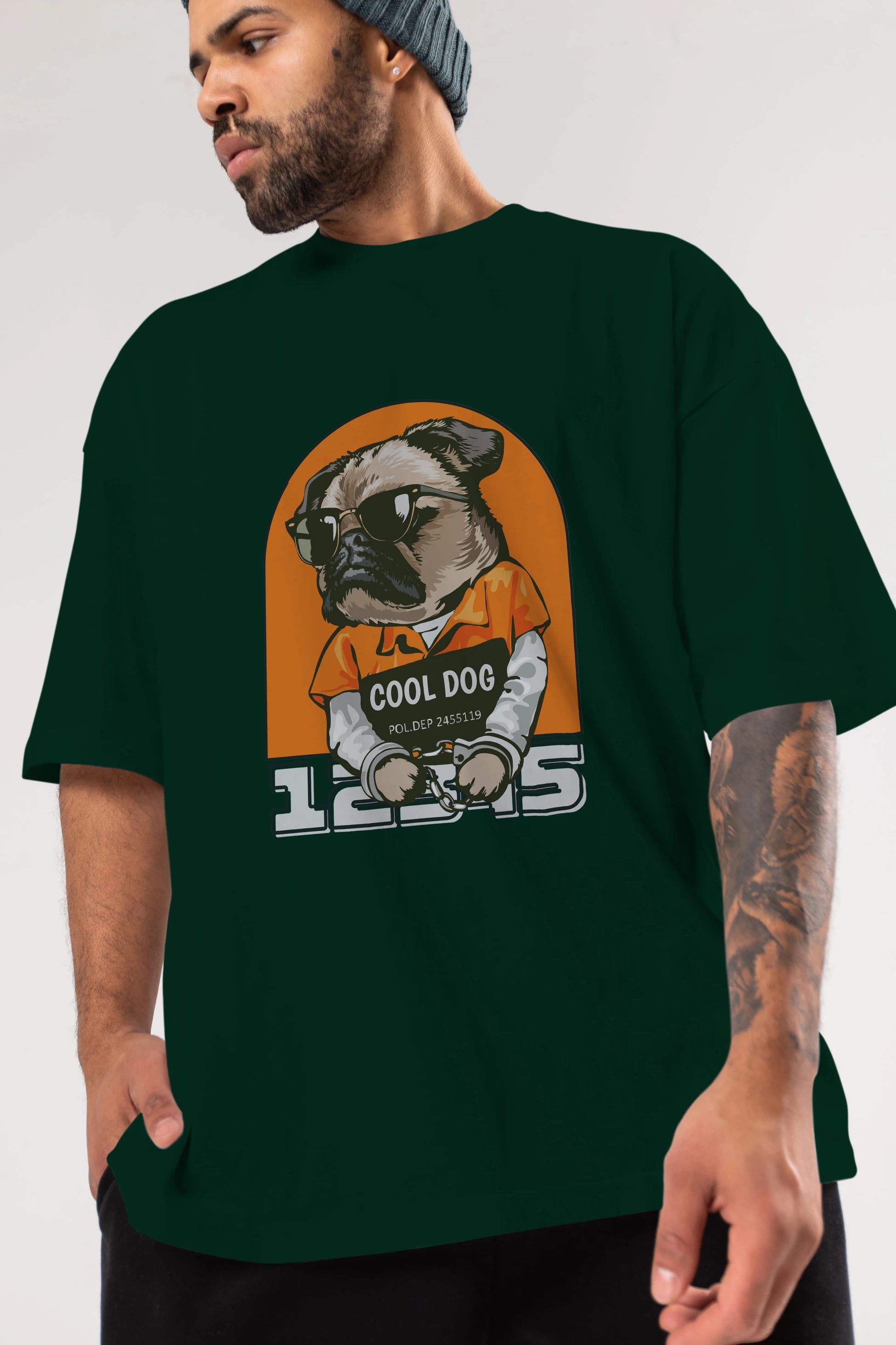 Cool Dog Ön Baskılı Oversize t-shirt Erkek Kadın Unisex