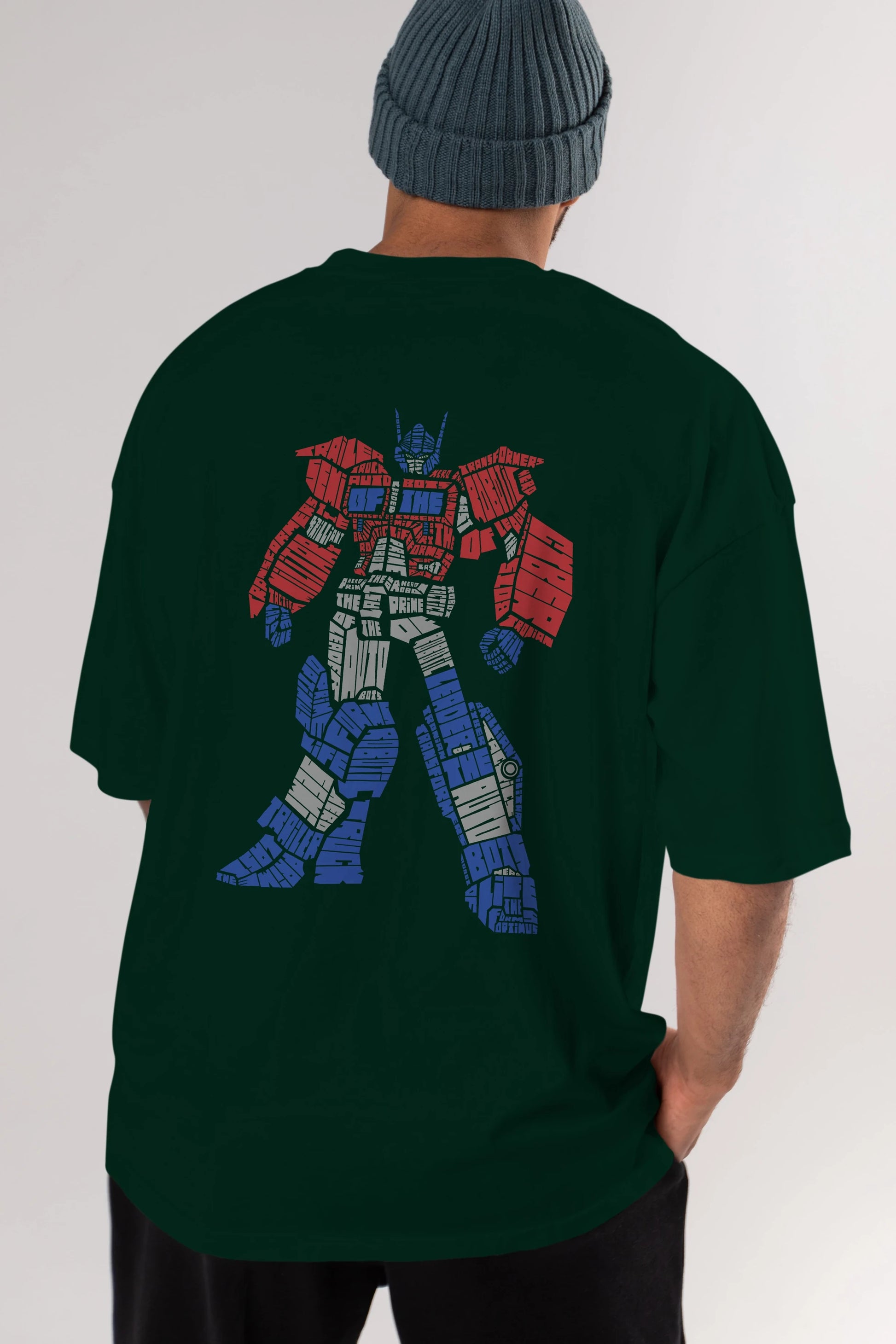 Optimus Prime Arka Baskılı Oversize t-shirt %100 pamuk Erkek Kadın Unisex