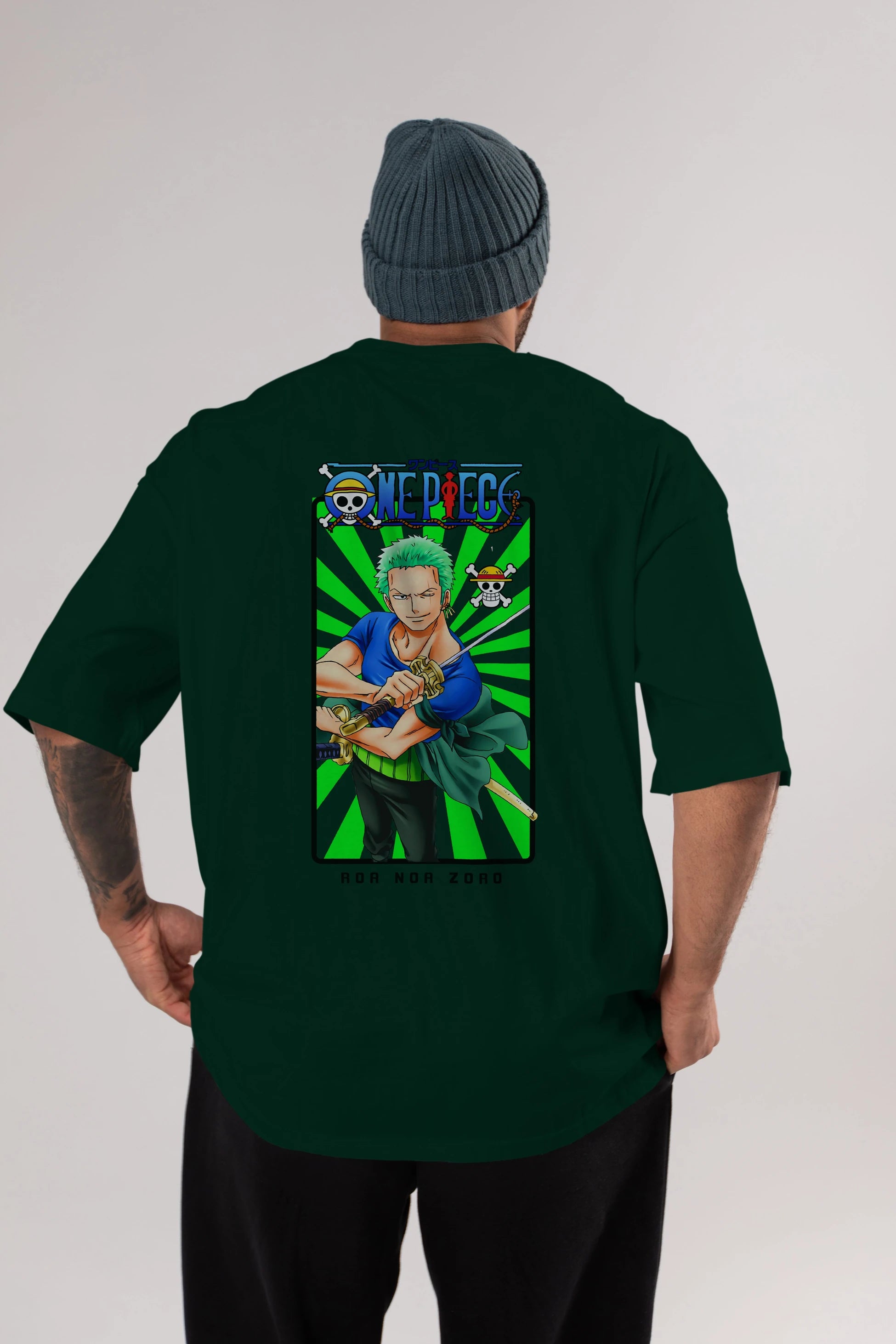 Roronoa Zoro 6 Anime Arka Baskılı Oversize t-shirt Erkek Kadın Unisex %100 pamuk tişort