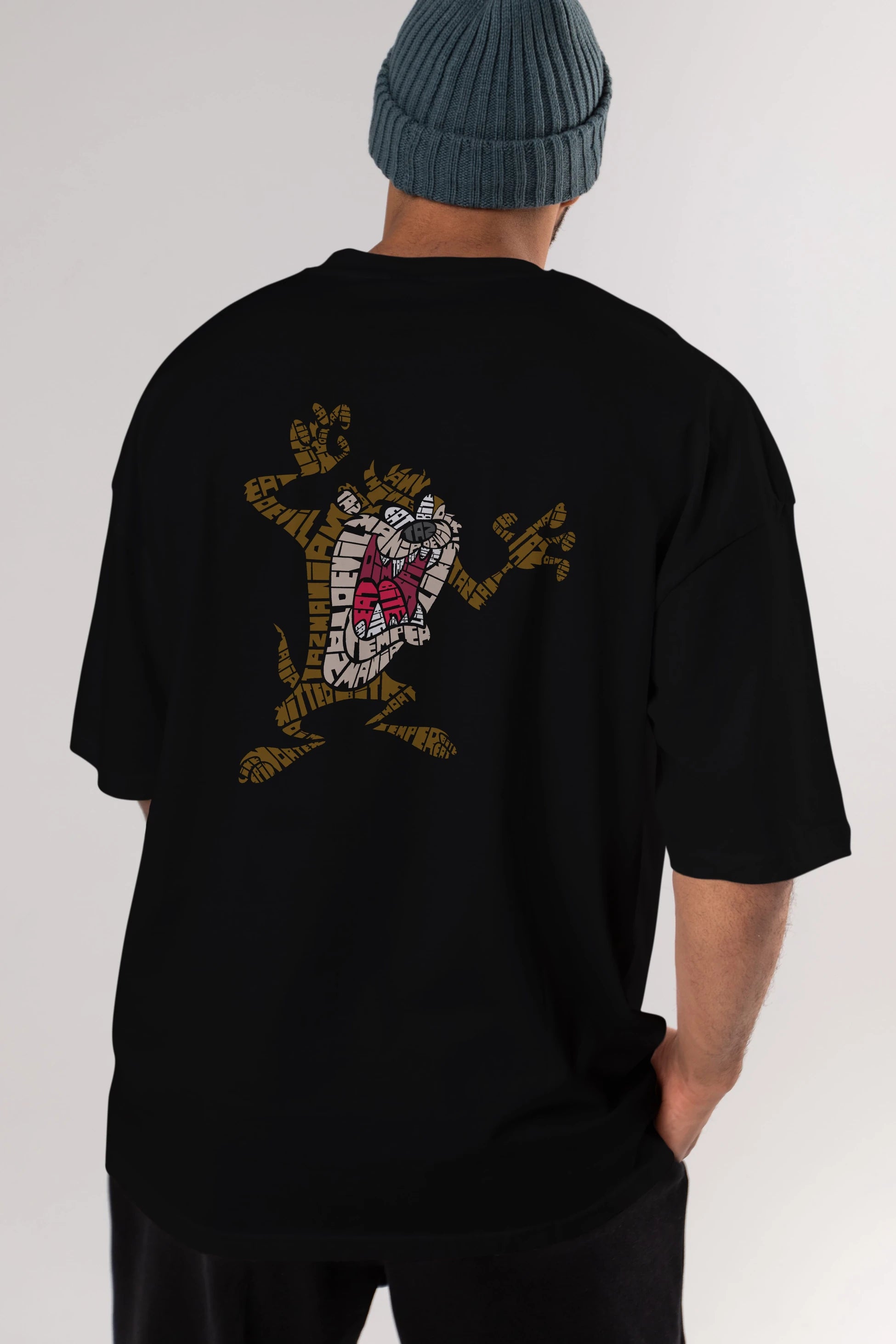 Tazmania Arka Baskılı Oversize t-shirt %100 pamuk Erkek Kadın Unisex