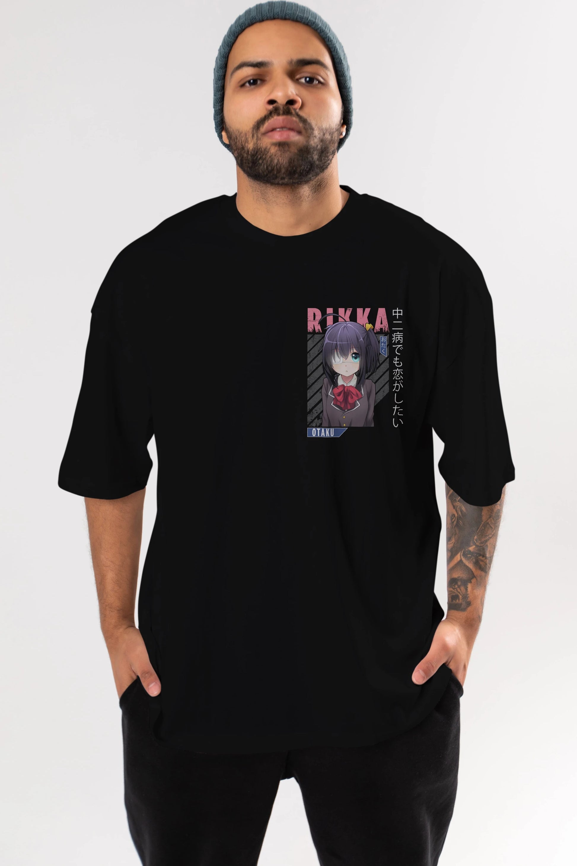 Rikka Takanashi 9 Ön Sol Baskılı Oversize t-shirt Erkek Kadın Unisex %100 Pamuk Bisiklet Yaka tişort