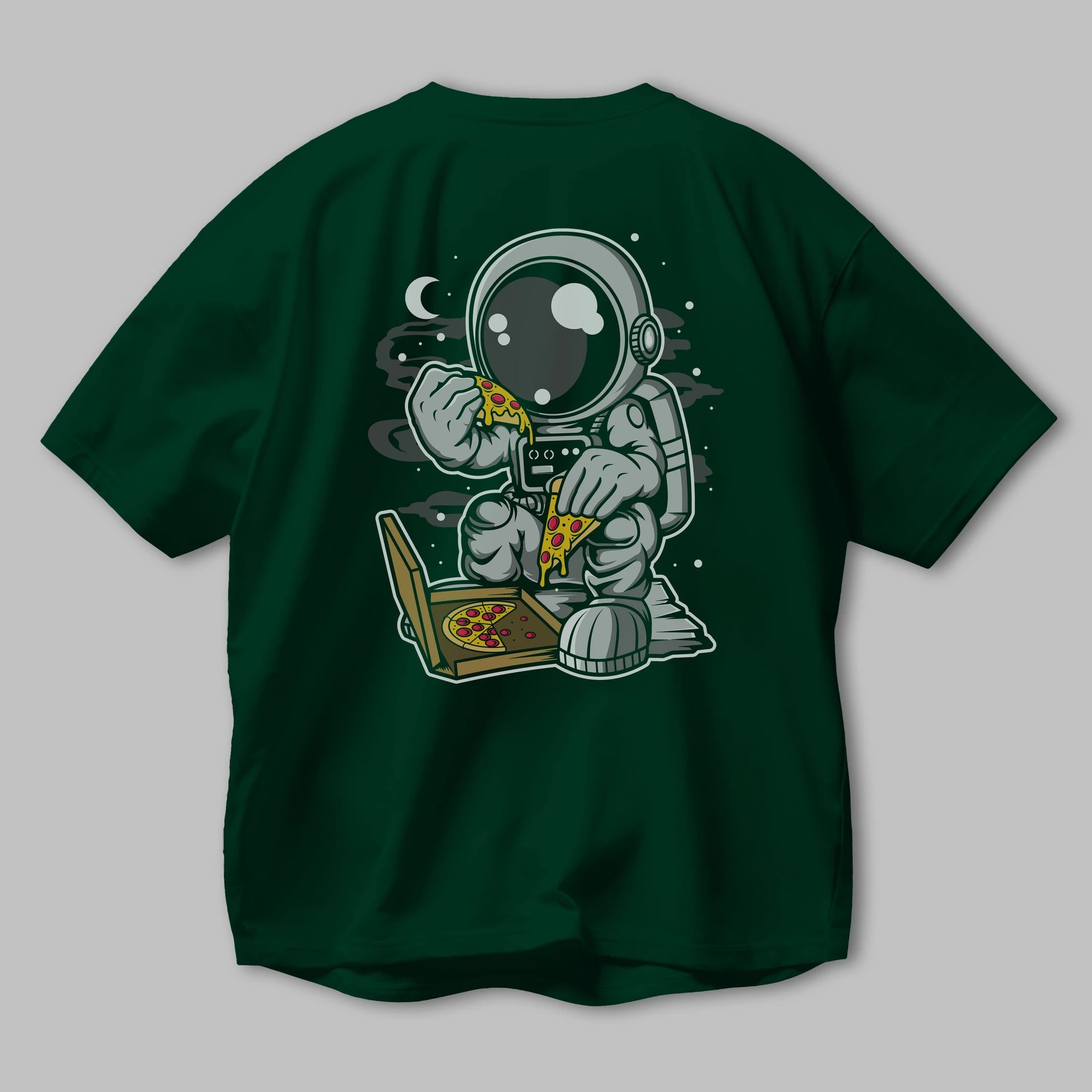 Astronaut Pizza Arka Baskılı Oversize t-shirt Erkek Kadın Unisex