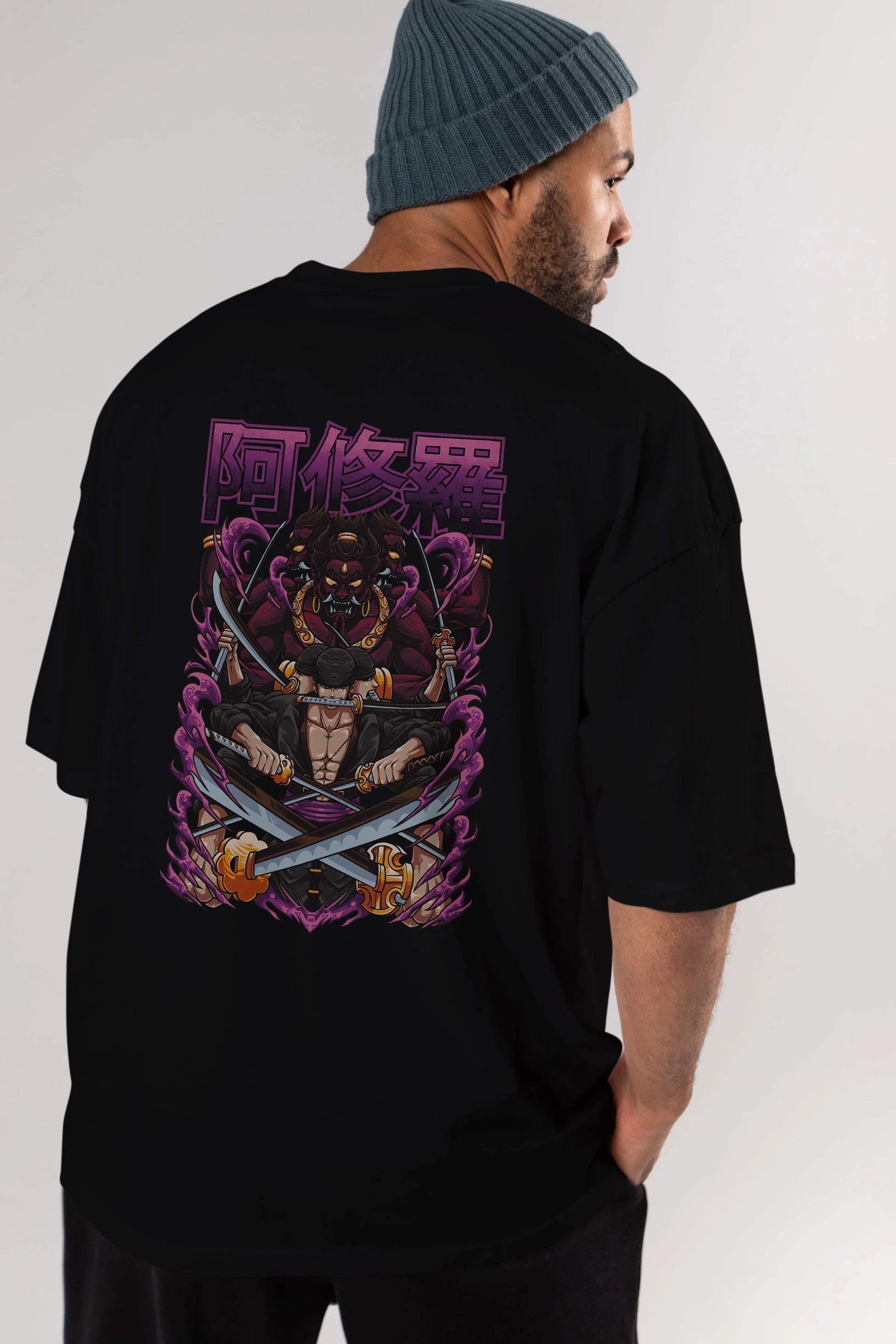Roronoa Zoro 1 Anime Arka Baskılı Oversize t-shirt Erkek Kadın Unisex