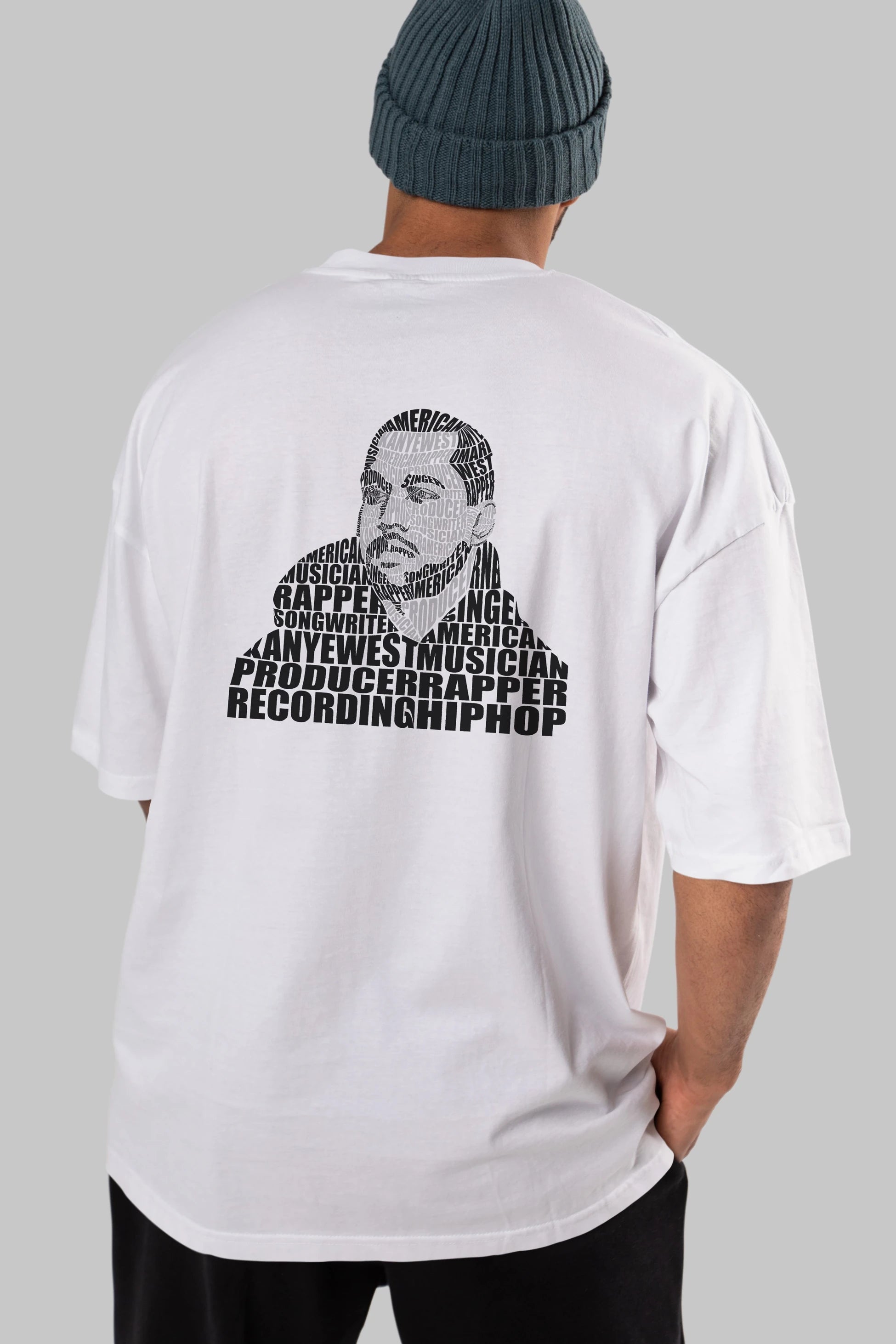 Kanye West Calligram Arka Baskılı Oversize t-shirt %100 pamuk Erkek Kadın Unisex