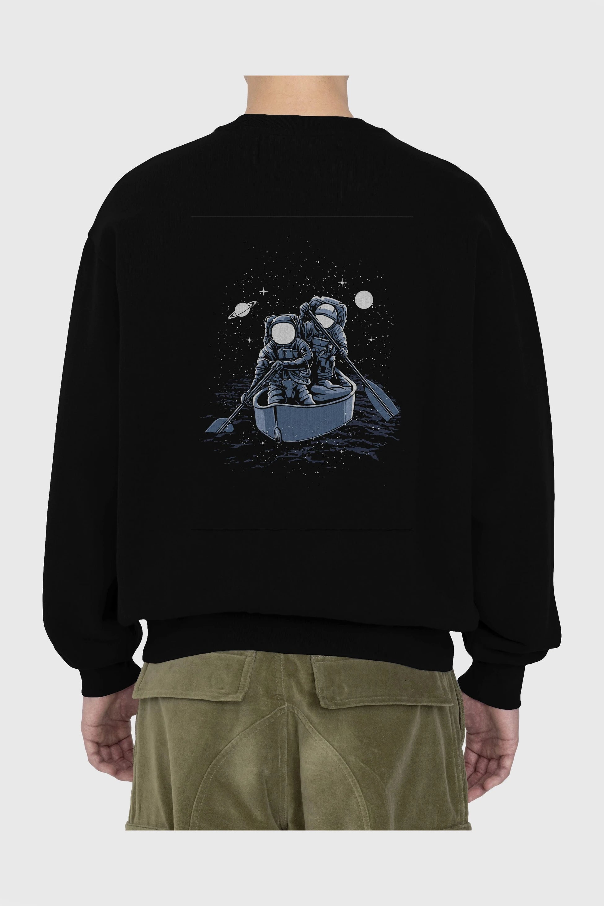 Across The Galaxy Arka Baskılı Oversize Sweatshirt Erkek Kadın Unisex