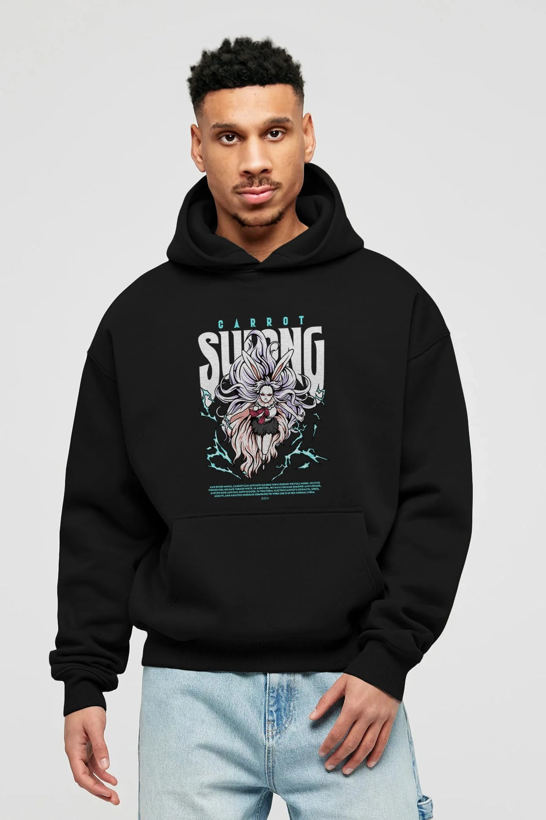 Carrot Sulong Anime Ön Baskılı Hoodie Oversize Kapüşonlu Sweatshirt Erkek Kadın Unisex