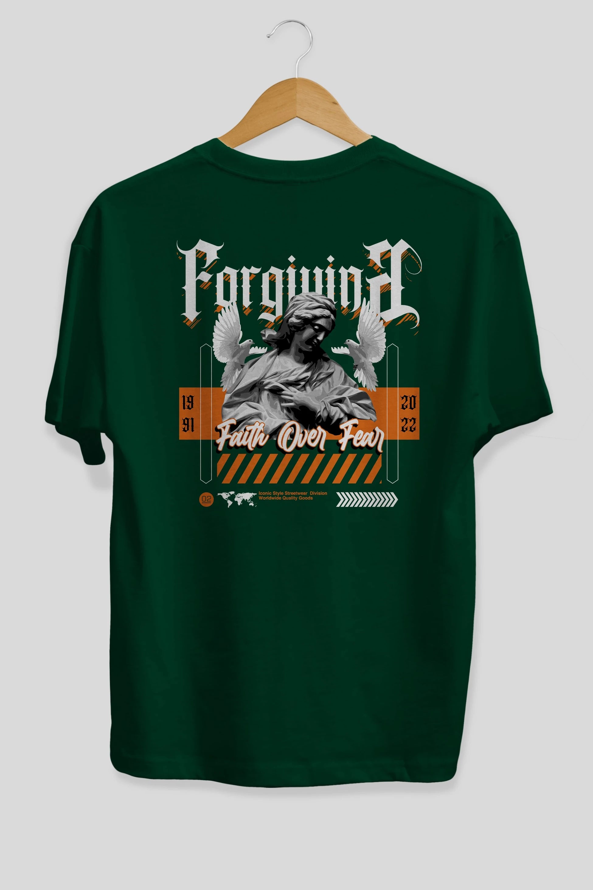 Faith Over Fear 2 Arka Baskılı Oversize t-shirt Erkek Kadın Unisex