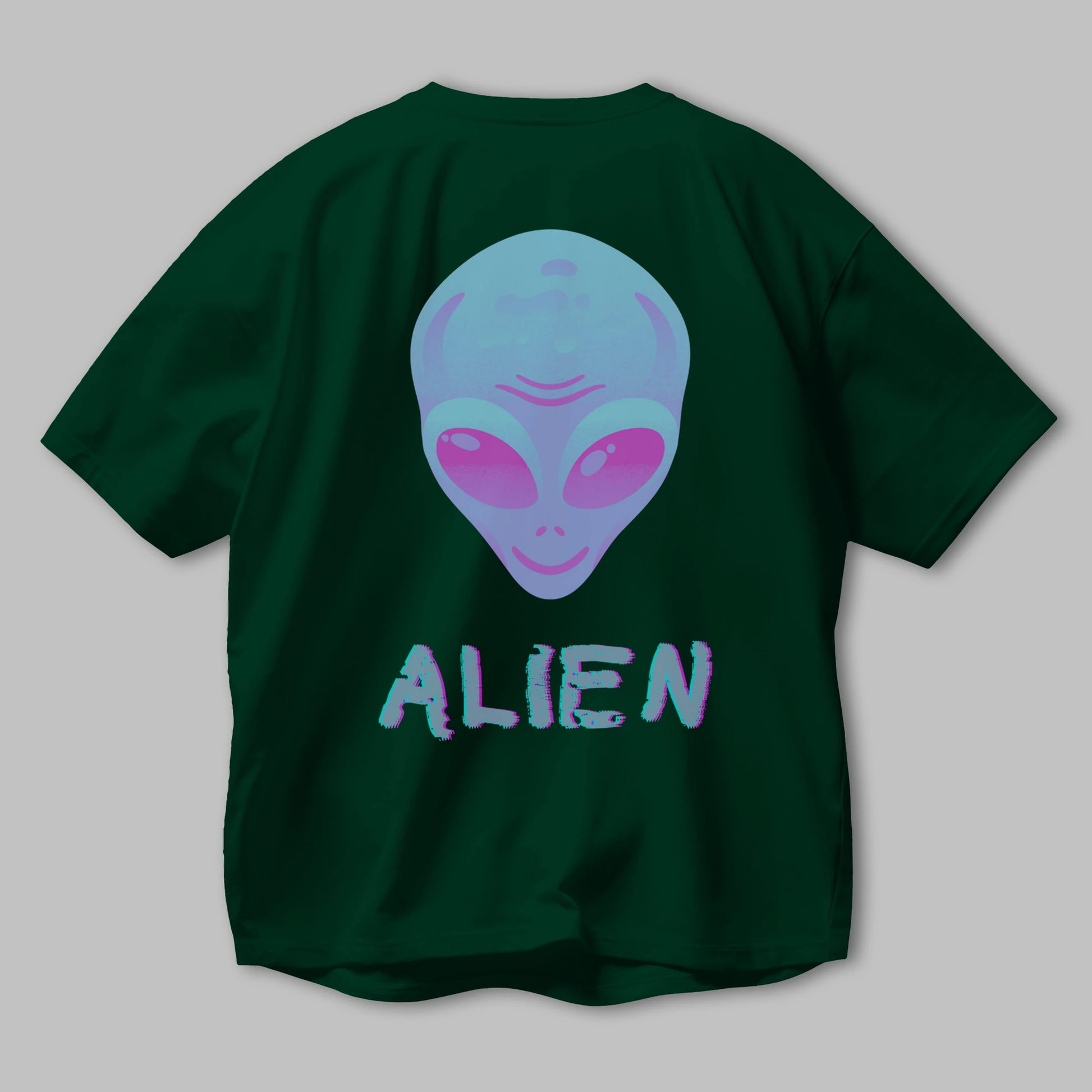 Alien Arka Baskılı Oversize t-shirt Erkek Kadın Unisex