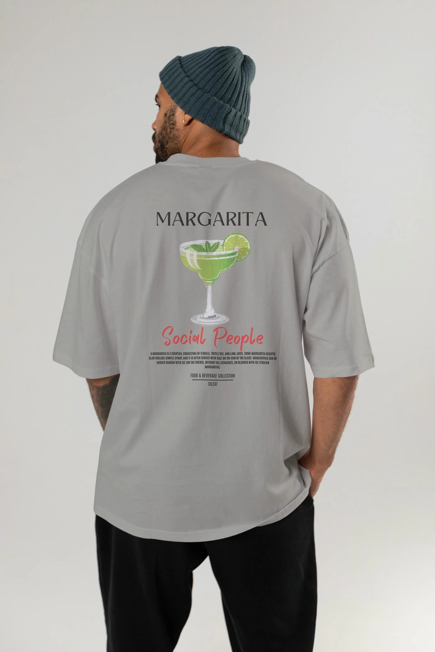 Margarita Kokteyl Serisi Baskılı Oversize t-shirt Erkek Kadın Unisex %100 Pamuk Bisiklet Yaka tişort