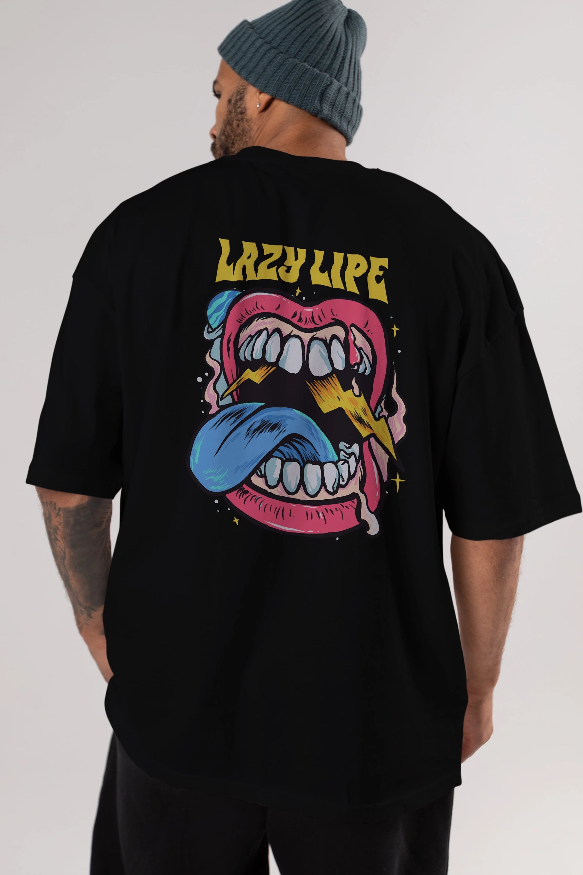 Lazy Lipe Arka Baskılı Oversize t-shirt Erkek Kadın Unisex