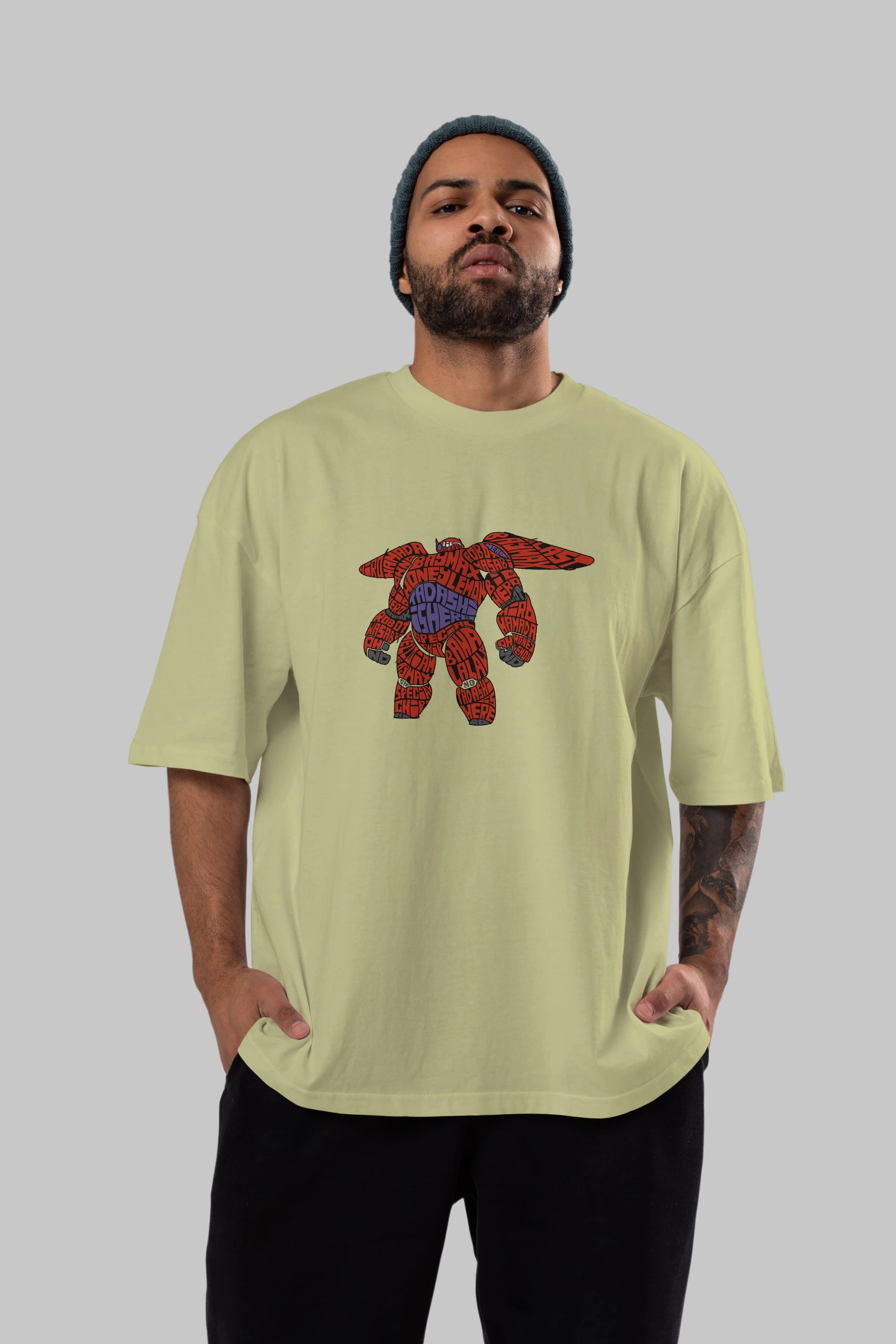 Baymax Ön Baskılı Oversize t-shirt %100 pamuk Erkek Kadın Unisex
