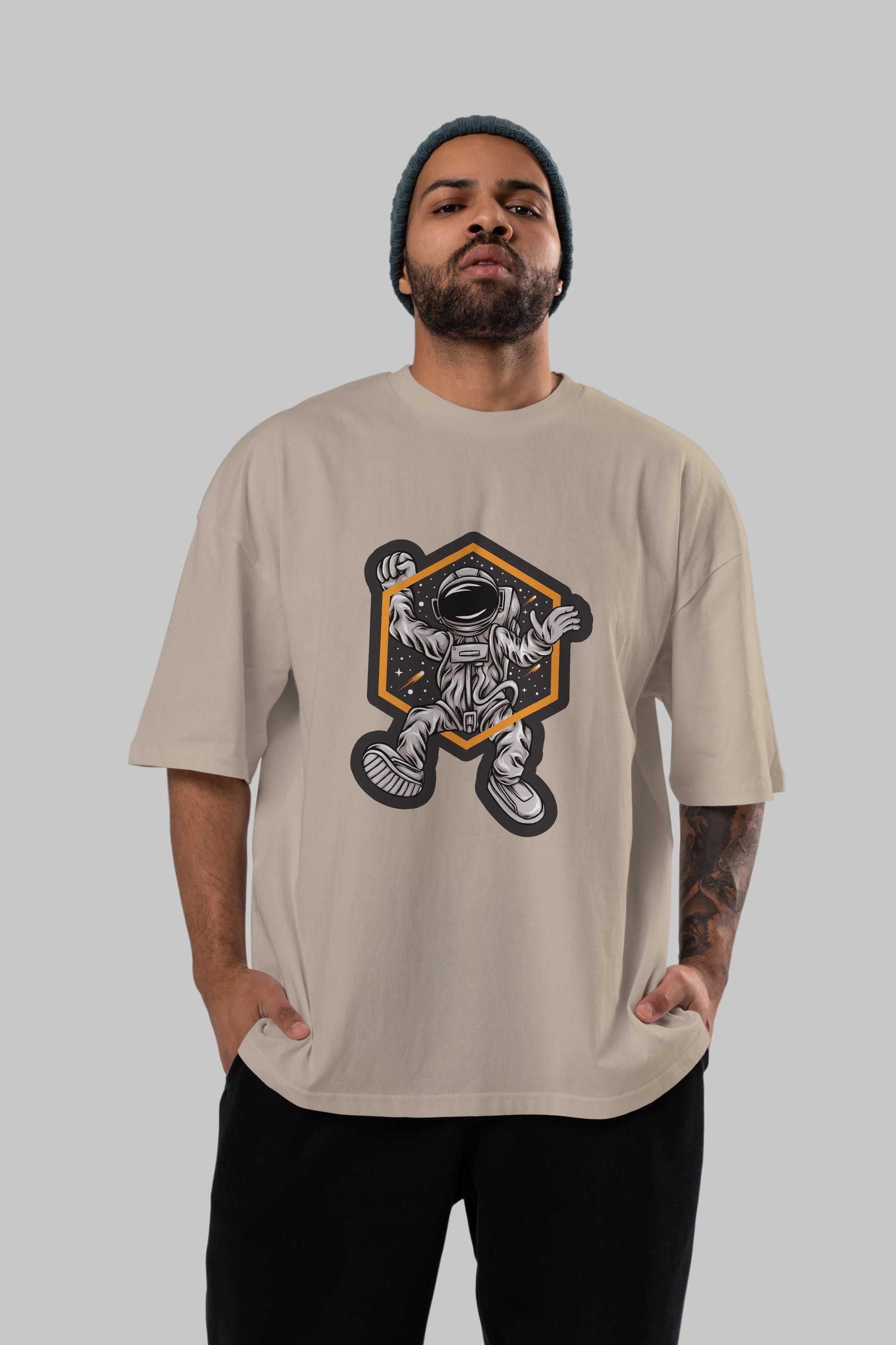 Astrofun Sticker Ön Baskılı Oversize t-shirt Erkek Kadın Unisex