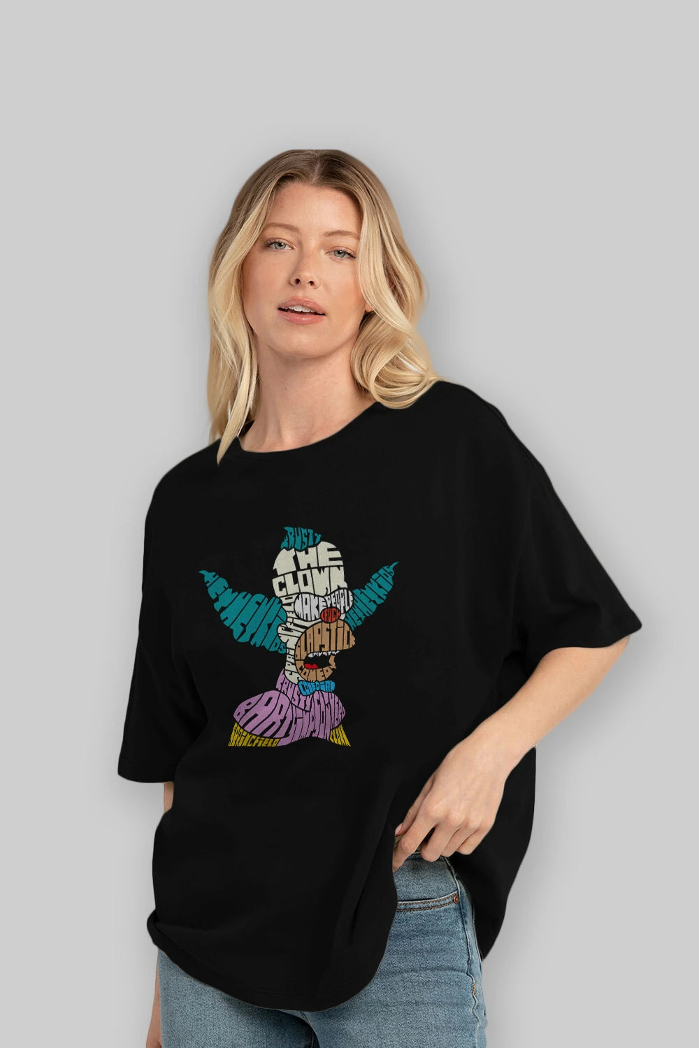 Krusty Clown Ön Baskılı Oversize t-shirt %100 pamuk Erkek Kadın Unisex