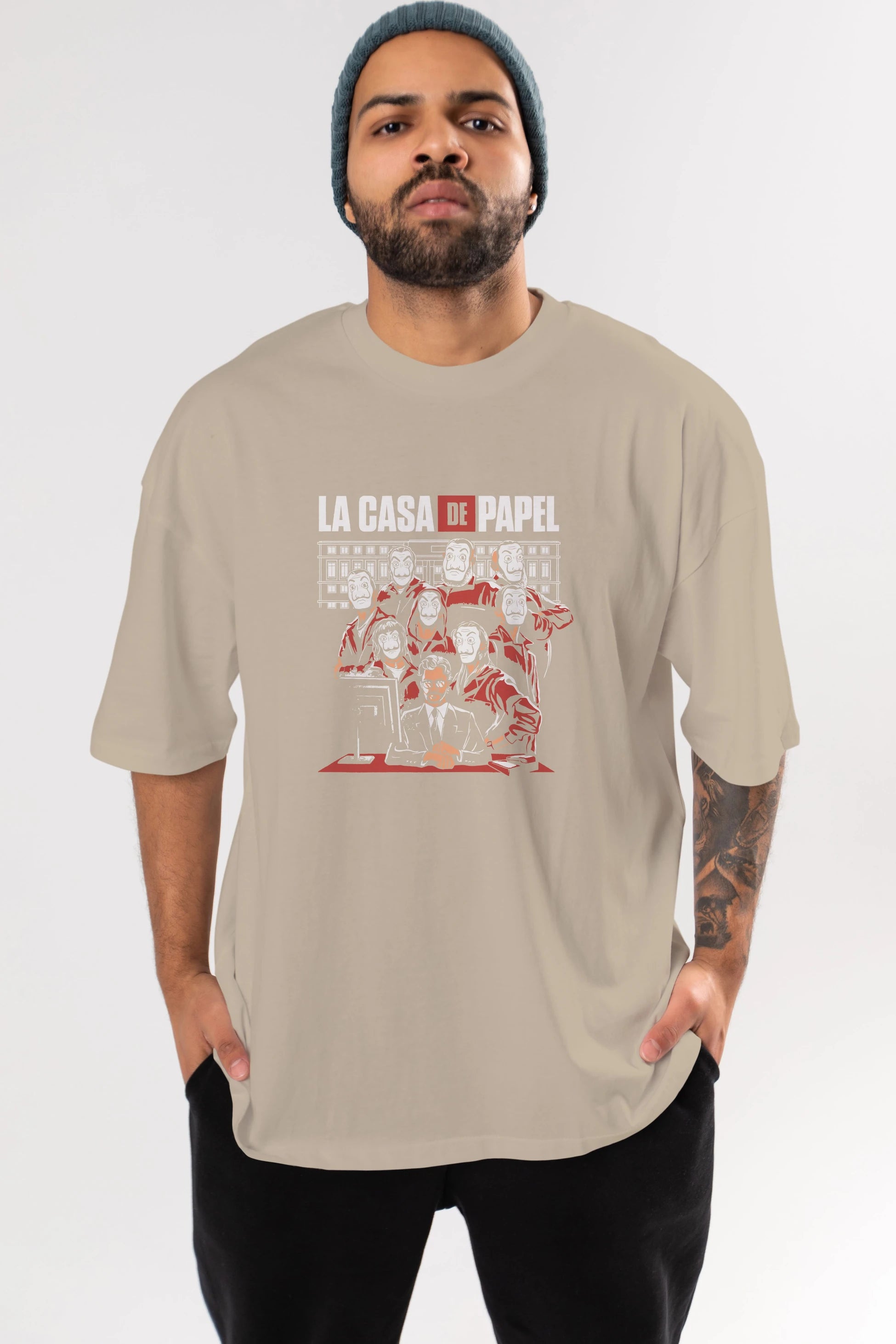 La Casa De Papel (5) Ön Baskılı Oversize t-shirt Erkek Kadın Unisex %100 Pamuk Bisiklet Yaka tişort