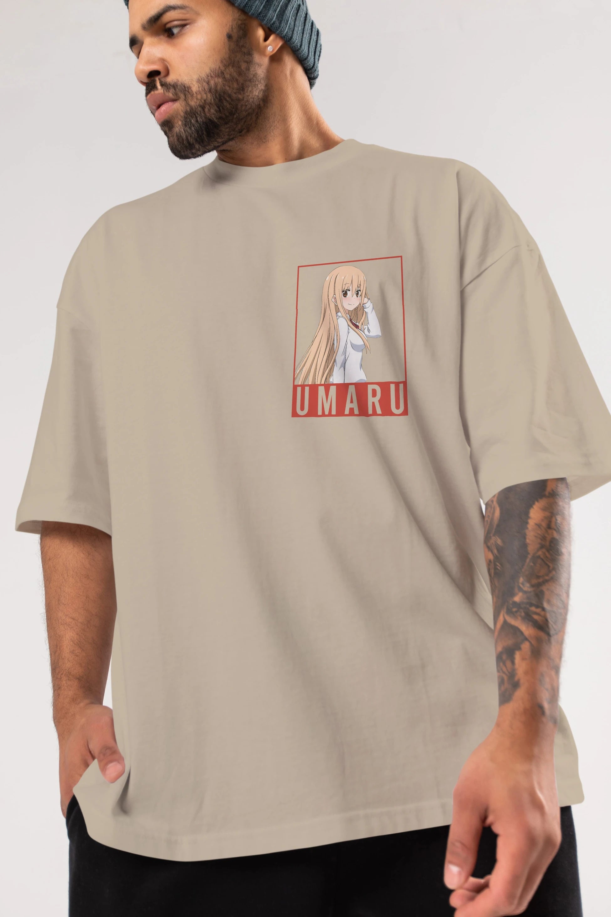 Umaru Doma 2 (2) Ön Sol Baskılı Oversize t-shirt Erkek Kadın Unisex %100 Pamuk Bisiklet Yaka tişort