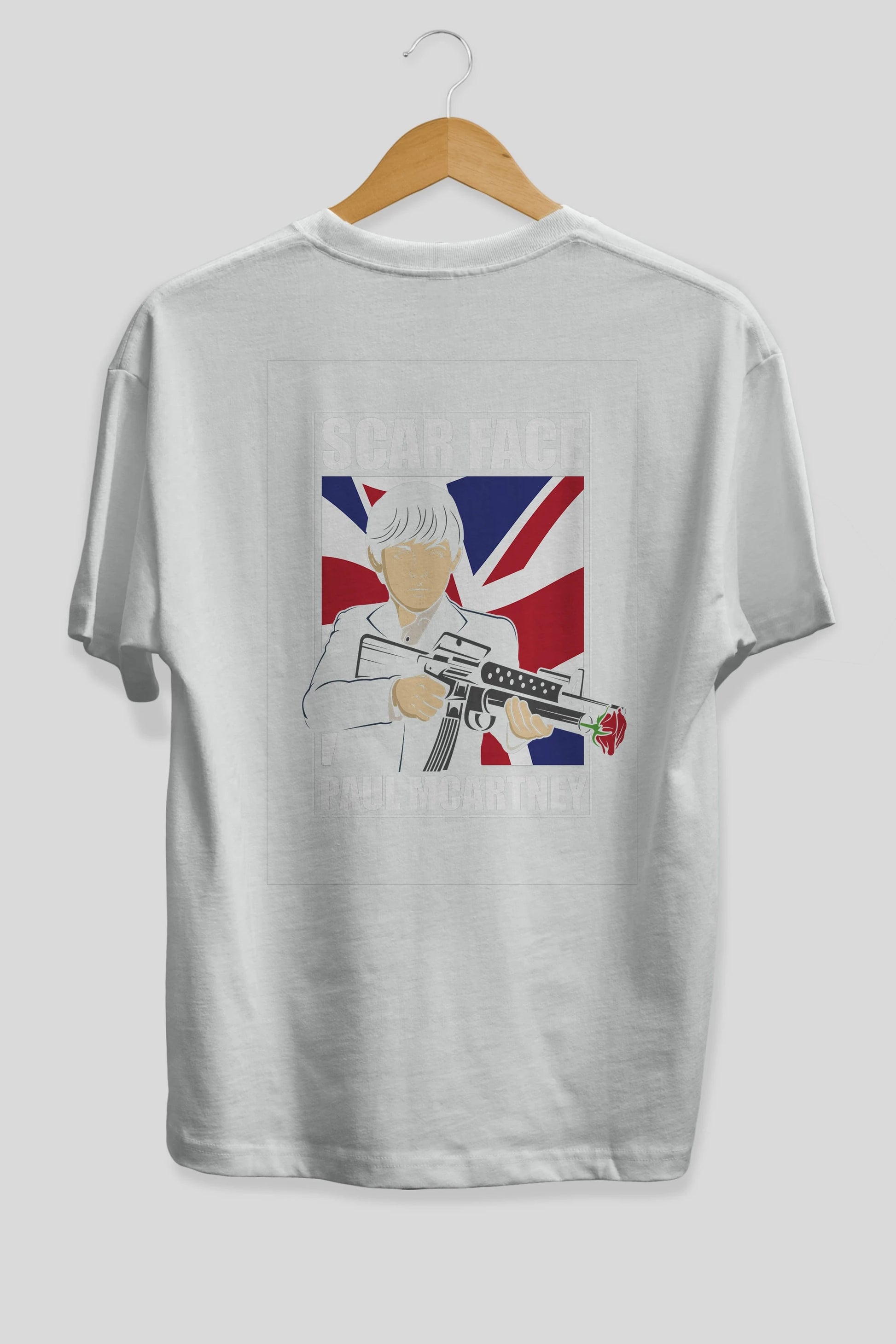Paul Mccartney Scar Face Arka Baskılı Oversize t-shirt Erkek Kadın Unisex %100 Pamuk tişort