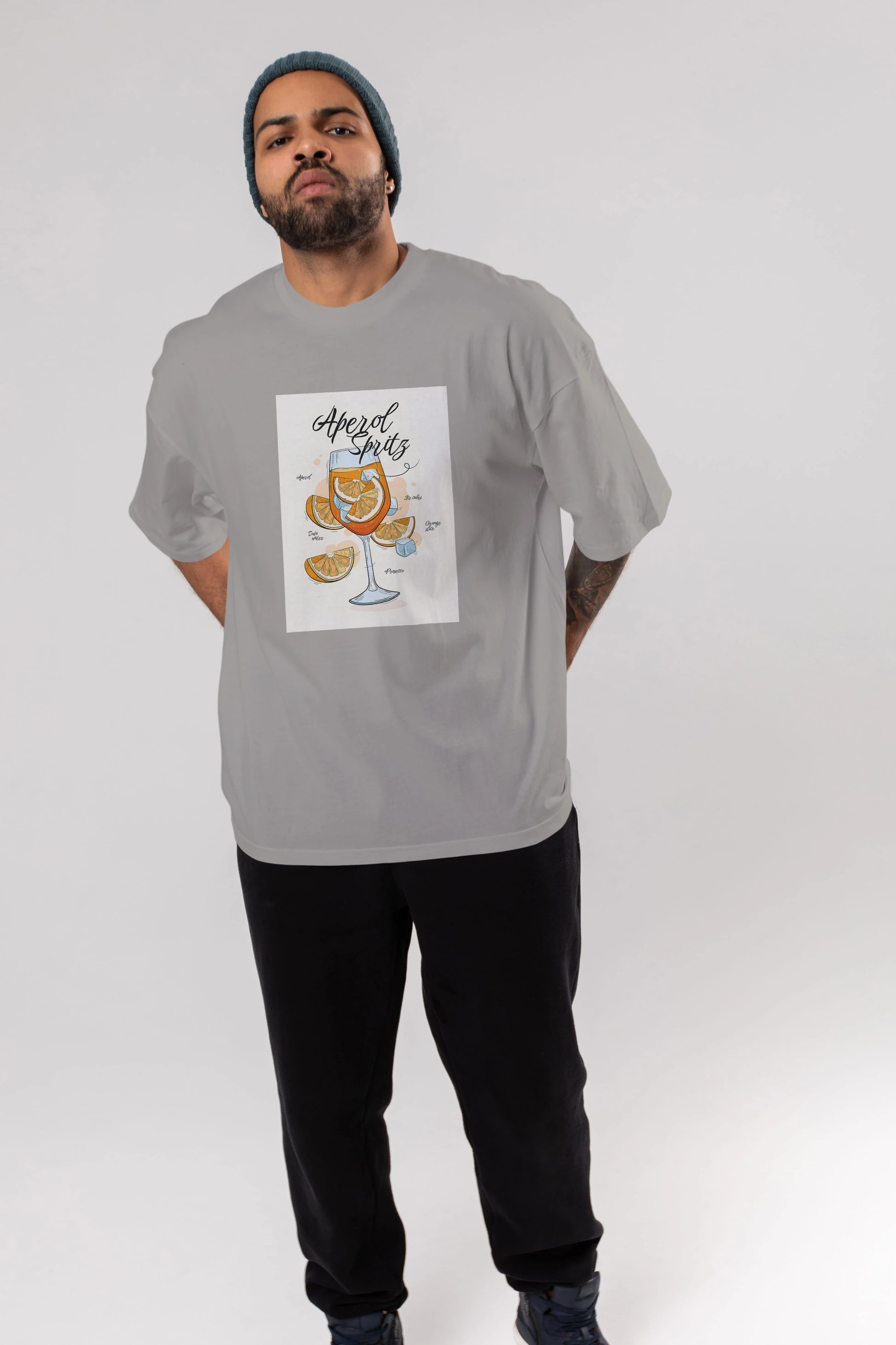 Aperol Spritz 6 Ön Baskılı Oversize t-shirt Erkek Kadın Unisex %100 Pamuk Bisiklet Yaka tişort