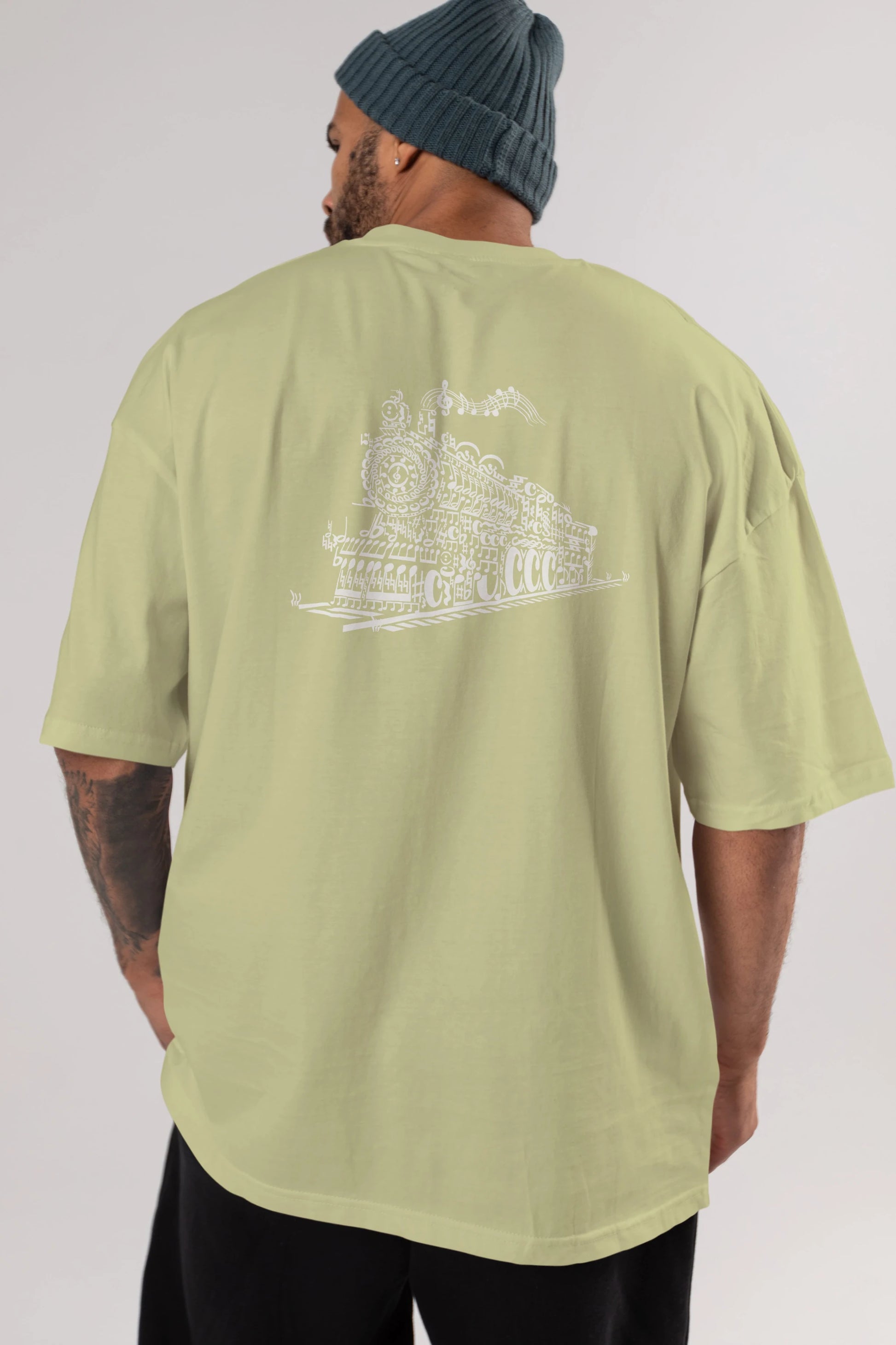 Train Song Arka Baskılı Oversize t-shirt %100 pamuk Erkek Kadın Unisex