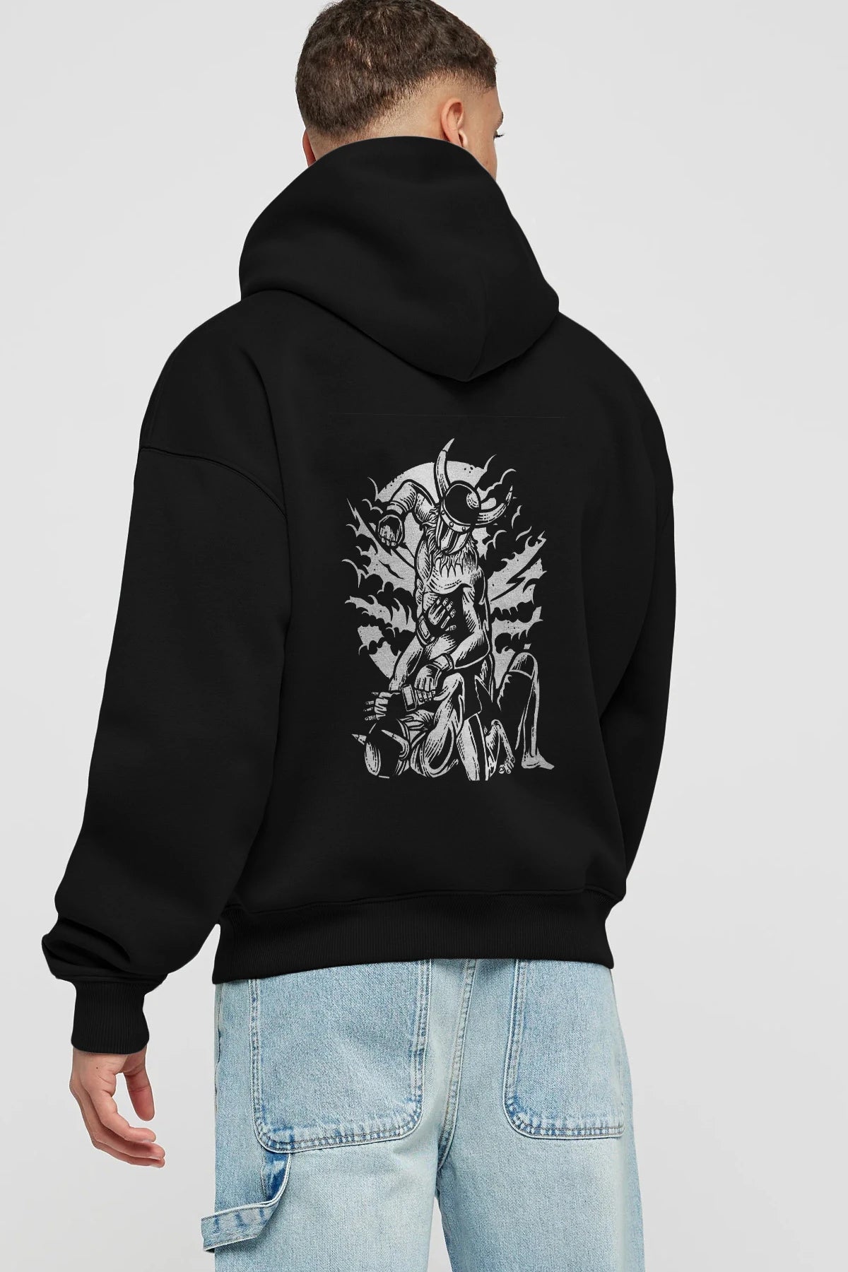 Viking MMA Fighter Arka Baskılı Hoodie Oversize Kapüşonlu Sweatshirt Erkek Kadın Unisex
